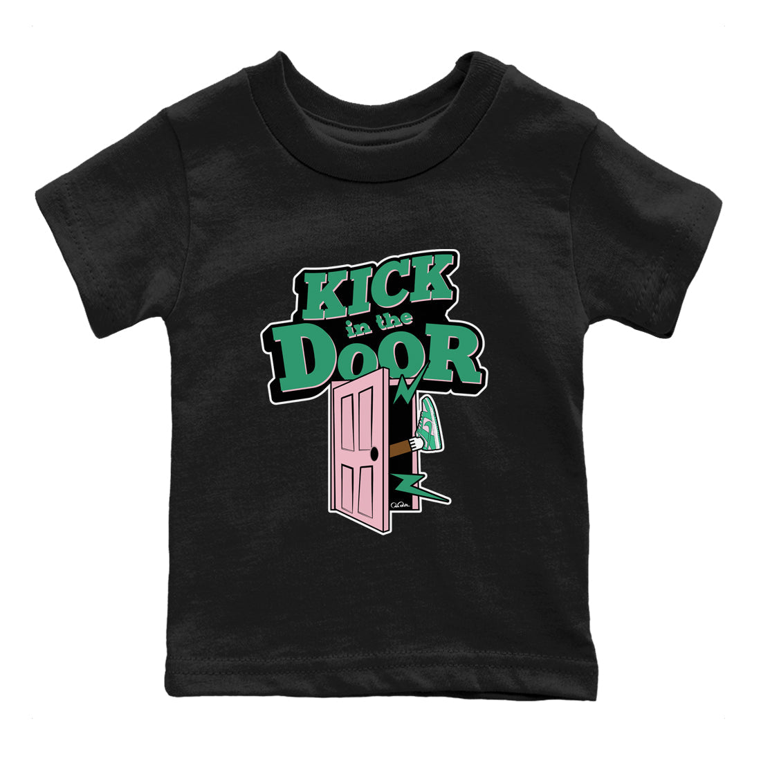 Dunk Low Medium Soft Pink Malachite shirt to match jordans Kick In The Door sneaker tees Dunk Medium Soft Pink Malachite Drip Gear Zone baby toddler Black 2 cotton Shirt