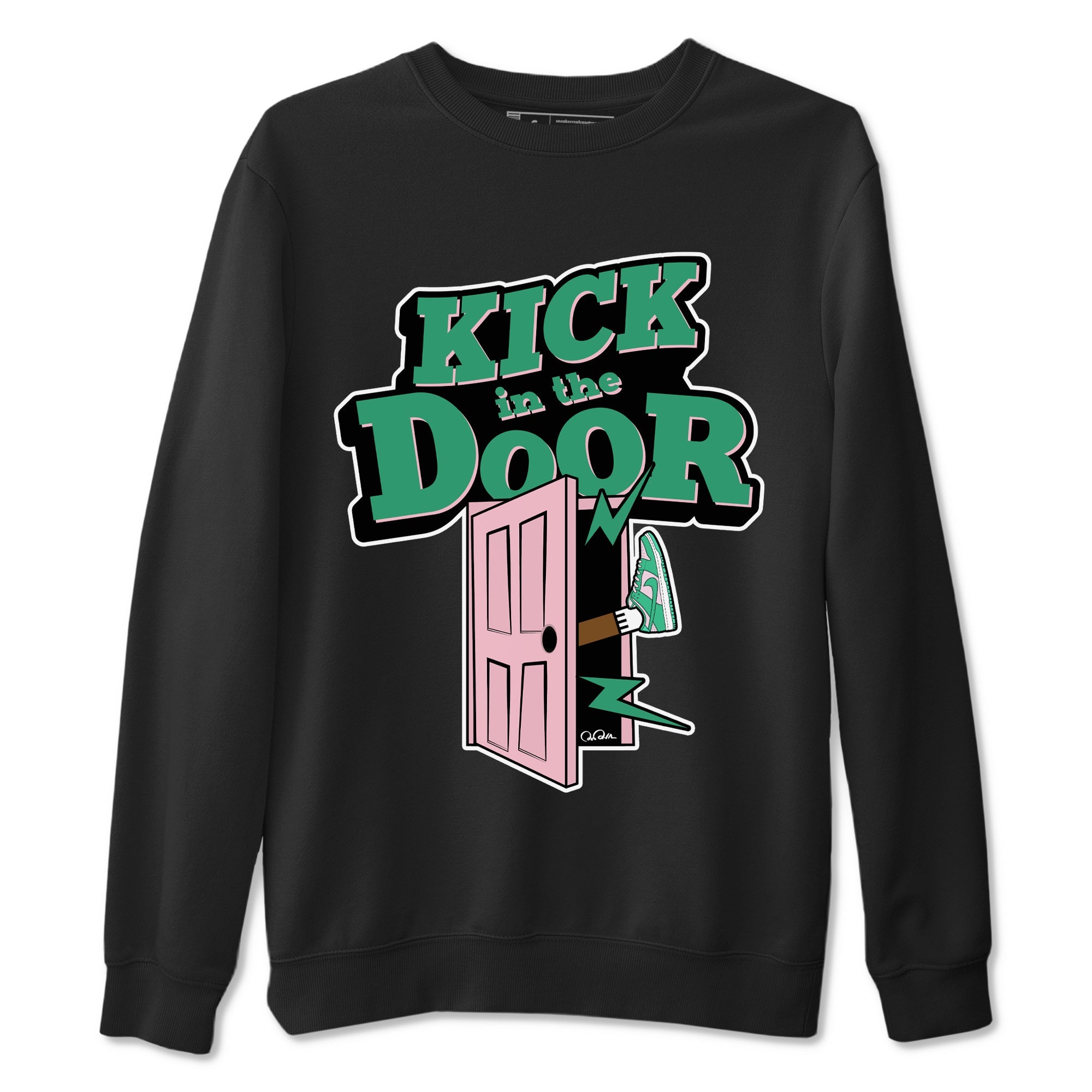 Dunk Low Medium Soft Pink Malachite shirt to match jordans Kick In The Door sneaker tees Dunk Medium Soft Pink Malachite Drip Gear Zone unisex cotton Black 2 crew neck shirt