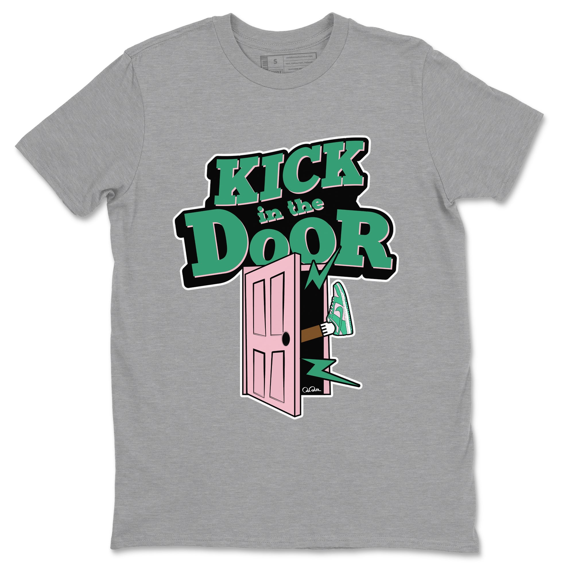 Dunk Low Medium Soft Pink Malachite shirt to match jordans Kick In The Door sneaker tees Dunk Medium Soft Pink Malachite Drip Gear Zone unisex cotton Heather Grey 2 crew neck shirt