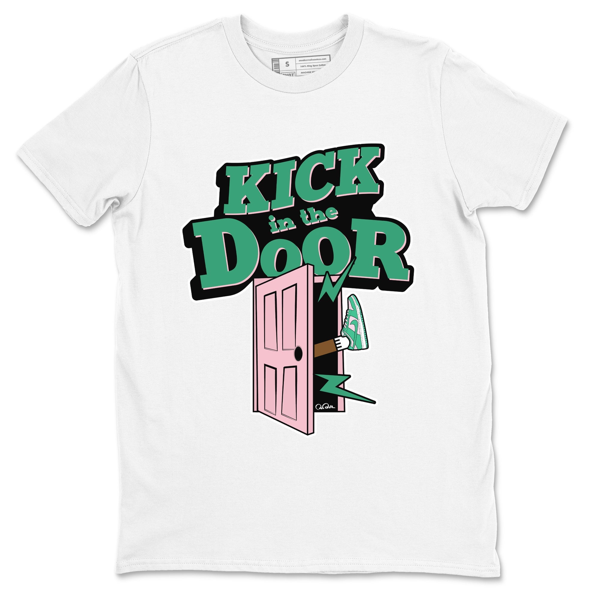 Dunk Low Medium Soft Pink Malachite shirt to match jordans Kick In The Door sneaker tees Dunk Medium Soft Pink Malachite Drip Gear Zone unisex cotton White 2 crew neck shirt