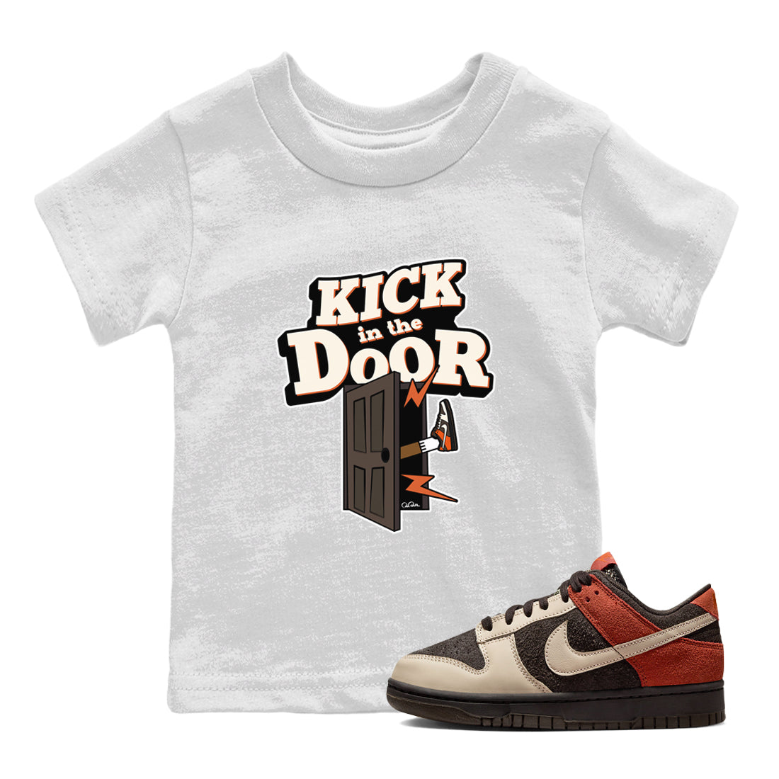 Dunk Red Panda shirt to match jordans Kick In The Door sneaker tees Nike Dunk LowRed Panda Drip Gear Zone Baby Toddler White 1 T-Shirt