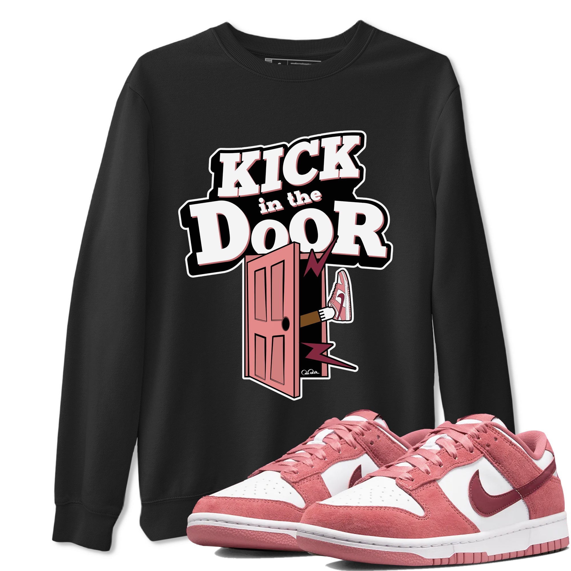Dunk Valentines Day 2024 shirt to match jordans Kick In The Door sneaker tees Dunk Happy Valentines Day 2024 Drip Gear Zone Unisex Black 1 T-Shirt