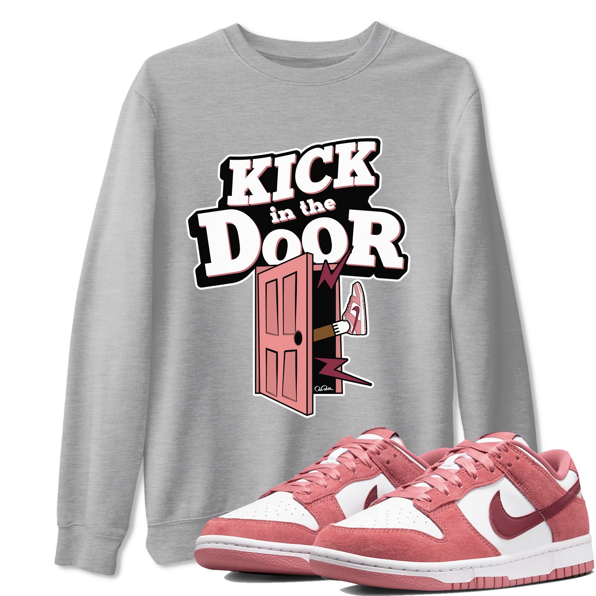 Dunk Valentines Day 2024 shirt to match jordans Kick In The Door sneaker tees Dunk Happy Valentines Day 2024 Drip Gear Zone Unisex Heather Grey 1 T-Shirt