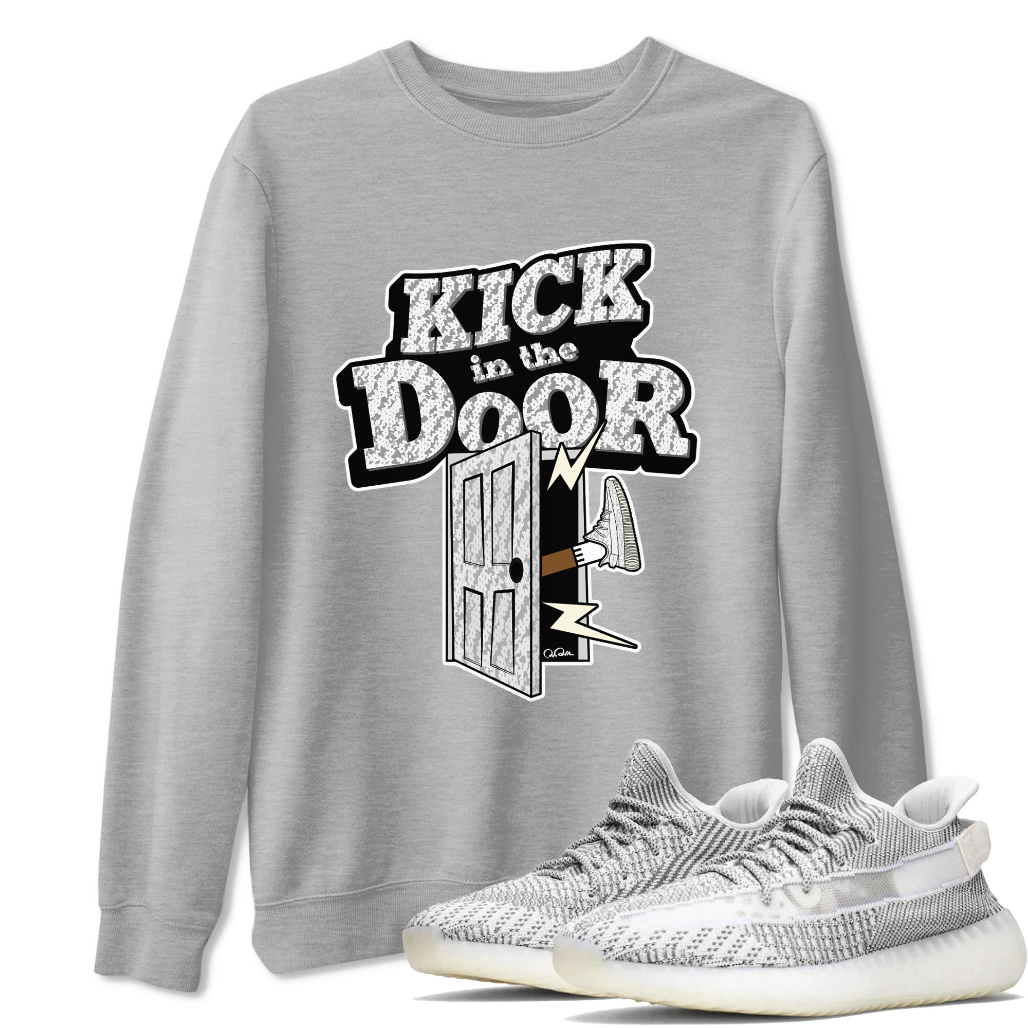 Yeezy 350 Static shirt to match jordans Kick In The Door sneaker tees Adidas Yeezy 350 Static Drip Gear Zone Unisex Heather Grey 1 T-Shirt