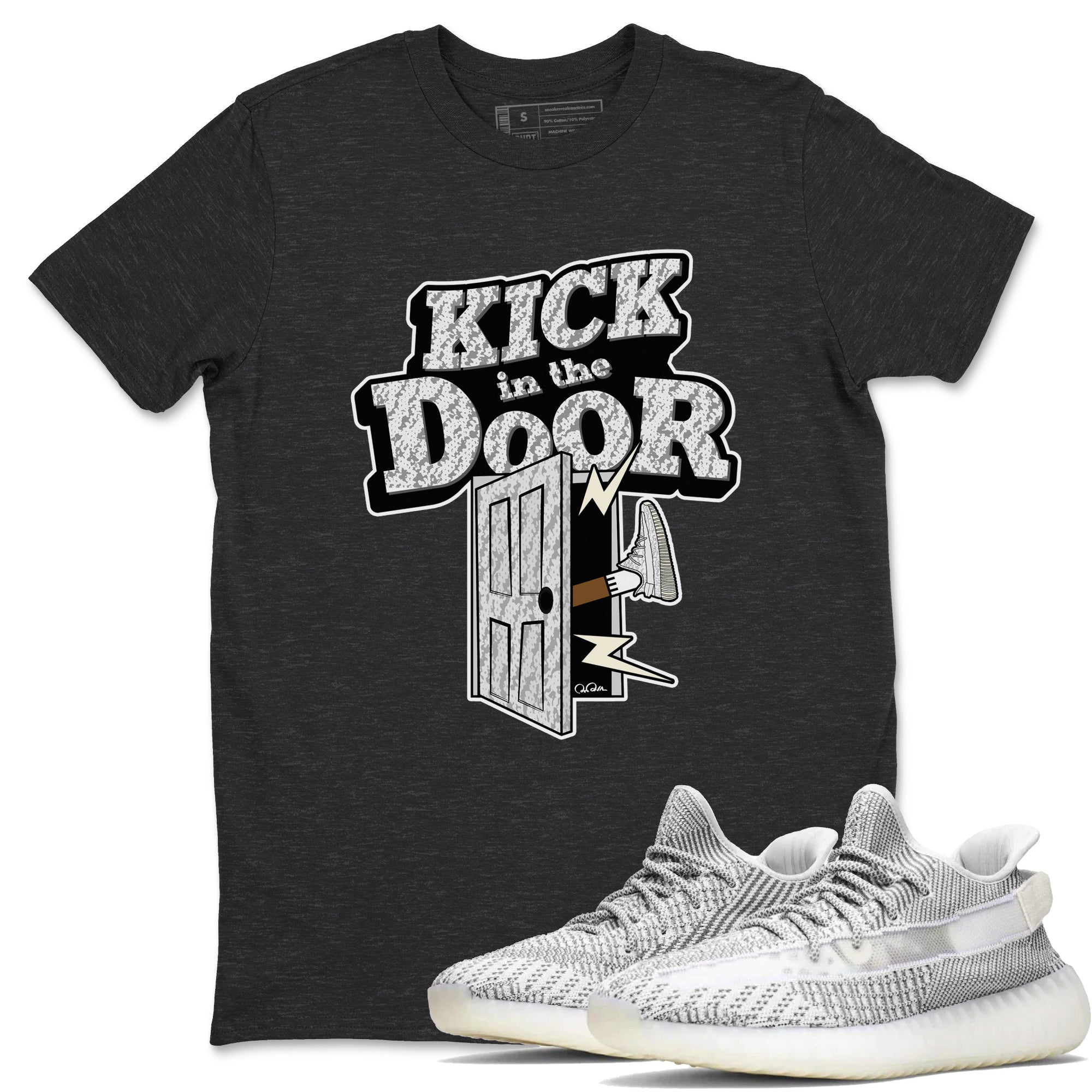 Yeezy 350 Static shirt to match jordans Kick In The Door sneaker tees Adidas Yeezy 350 Static Drip Gear Zone Unisex Charcoal Heather 1 T-Shirt