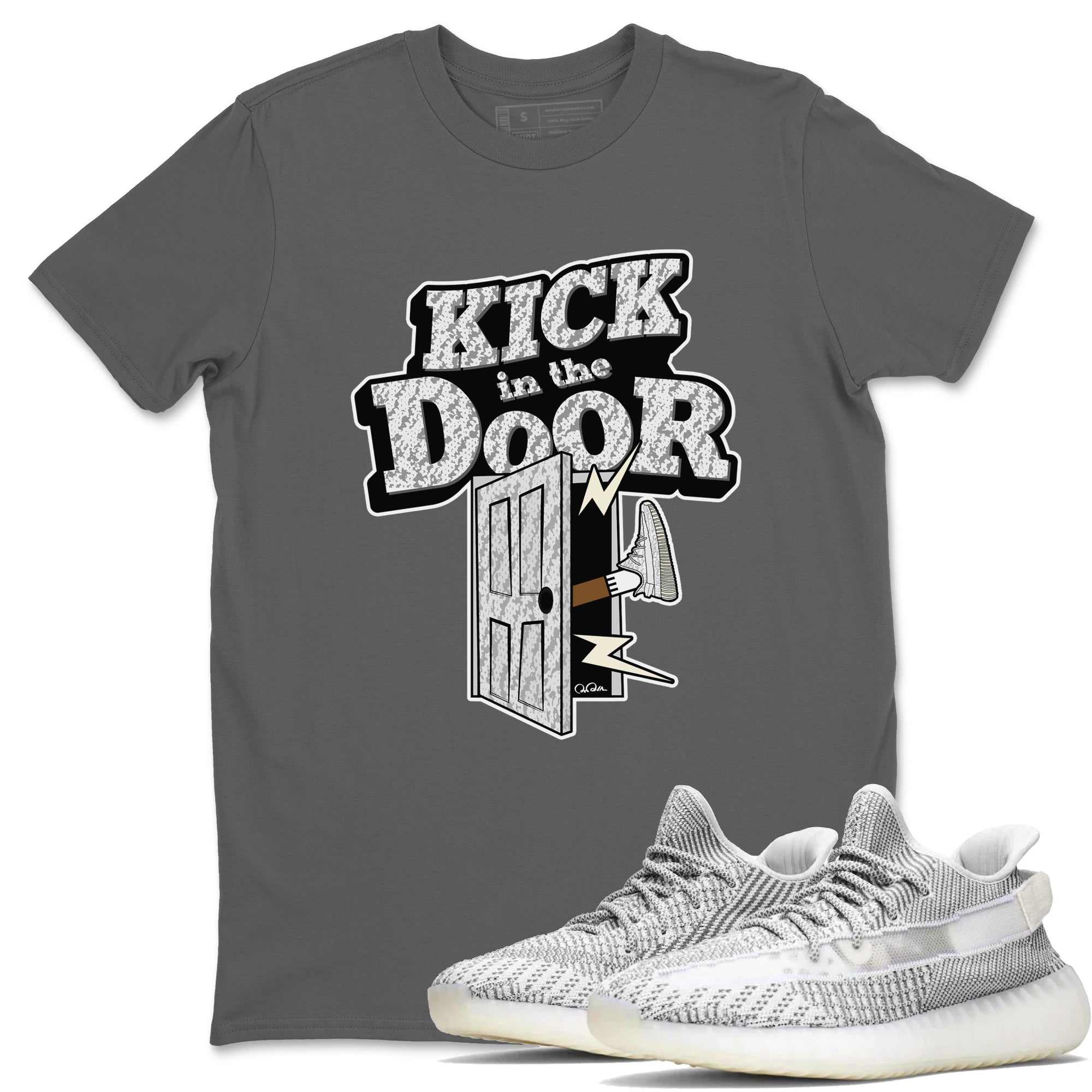 Yeezy 350 Static shirt to match jordans Kick In The Door sneaker tees Adidas Yeezy 350 Static Drip Gear Zone Unisex Cool Grey 1 T-Shirt