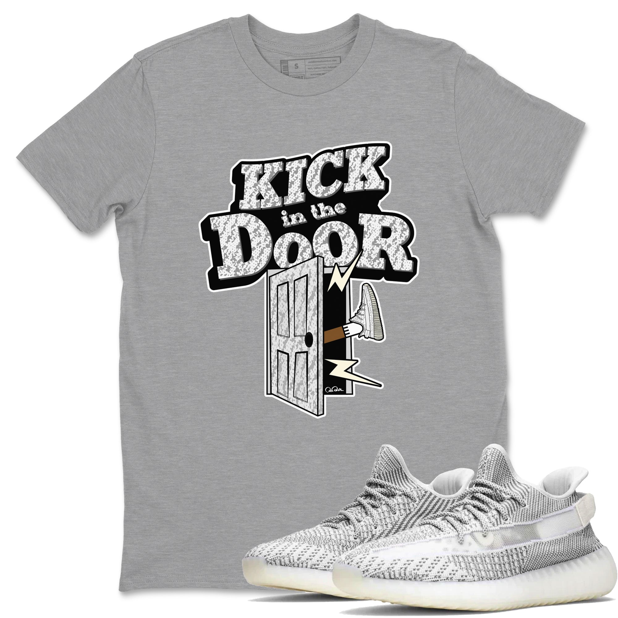 Yeezy 350 Static shirt to match jordans Kick In The Door sneaker tees Adidas Yeezy 350 Static Drip Gear Zone Unisex Heather Grey 1 T-Shirt