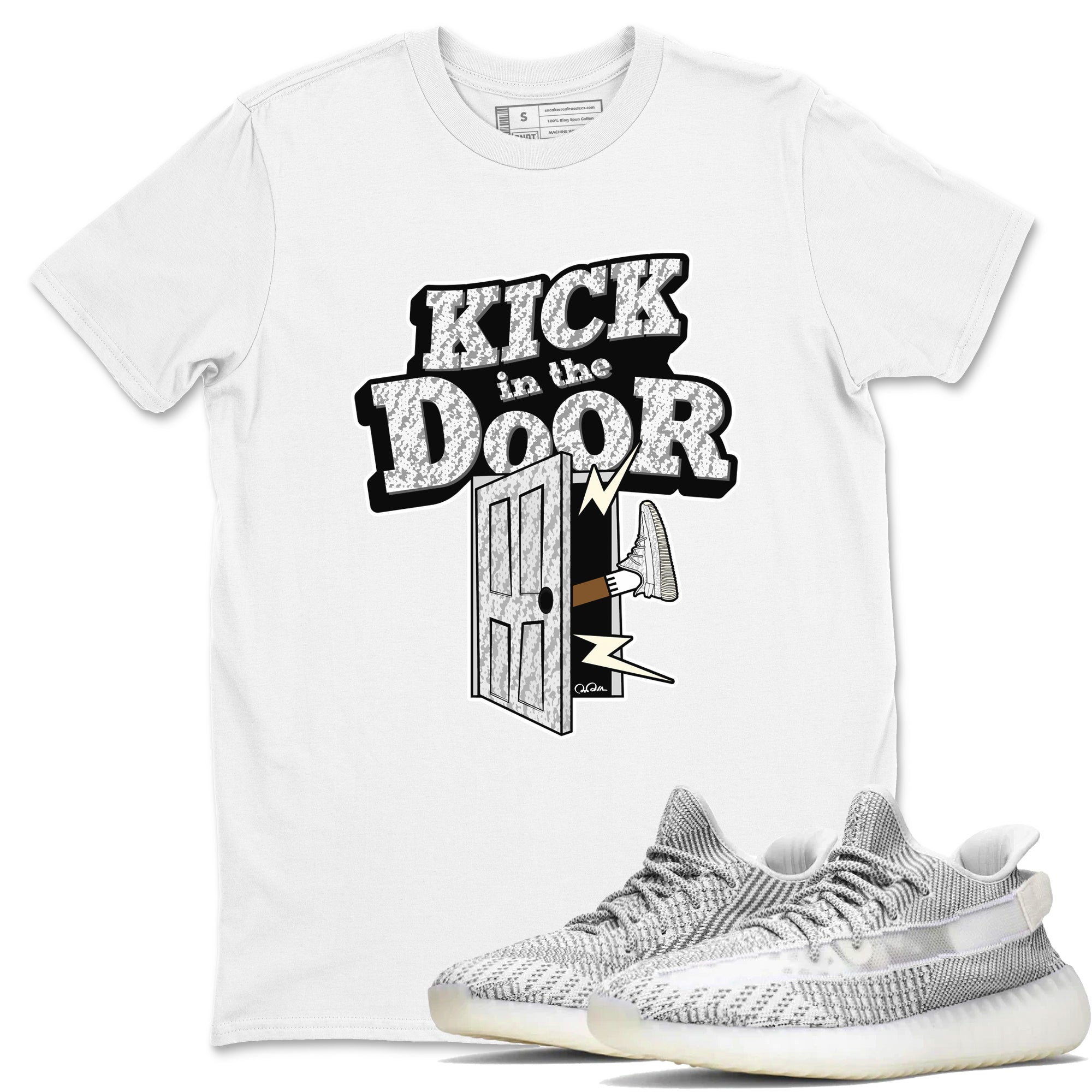 Yeezy 350 Static shirt to match jordans Kick In The Door sneaker tees Adidas Yeezy 350 Static Drip Gear Zone Unisex White 1 T-Shirt