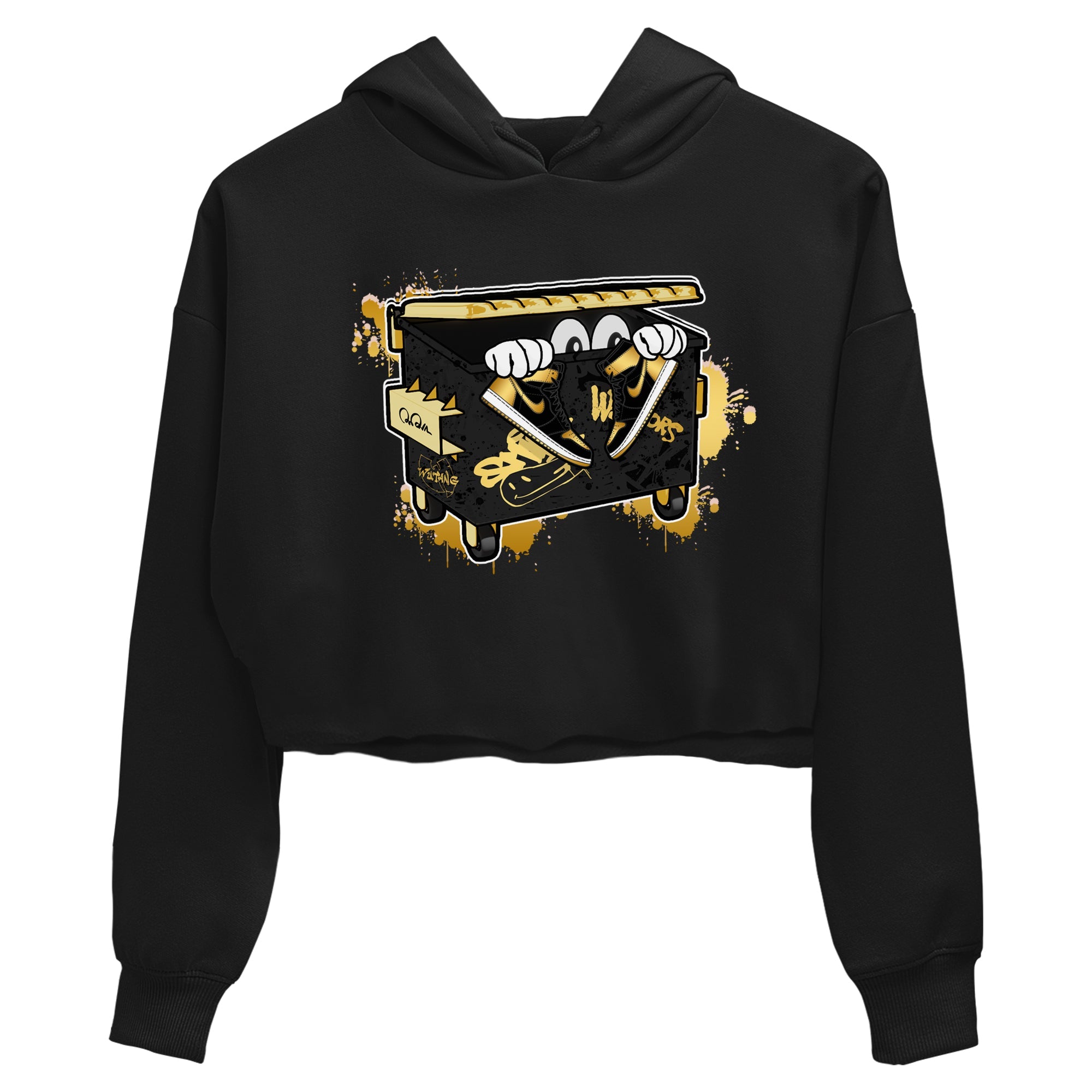 1s Black Metallic Gold shirts to match jordans Kick Trash sneaker match tees Air Jordan 1 Black Metallic Gold Drip Gear Zone streetwear brand Black 2 crop tee