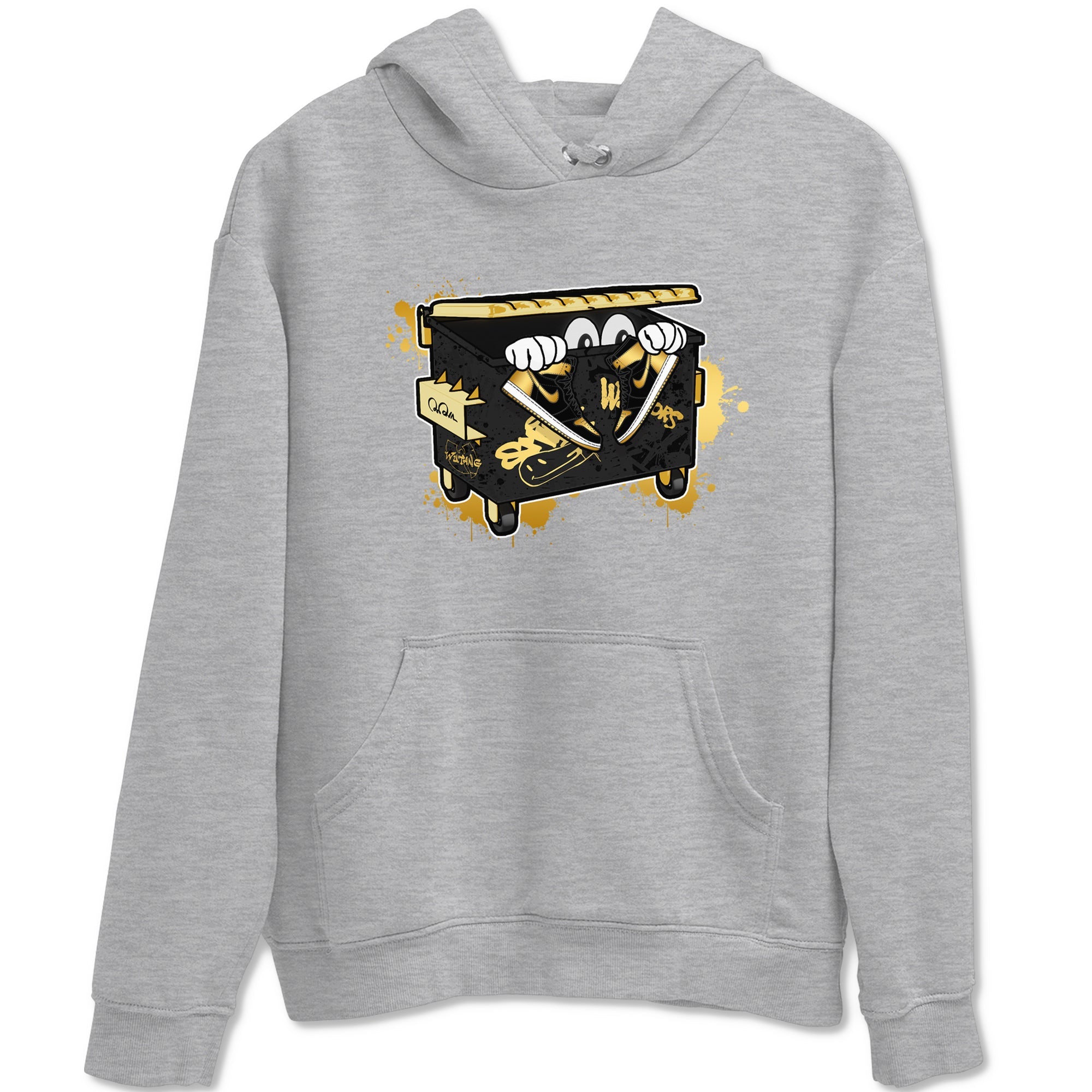 1s Black Metallic Gold shirts to match jordans Kick Trash sneaker match tees Air Jordan 1 Black Metallic Gold Drip Gear Zone streetwear brand Heather Grey 2 unisex cotton tee