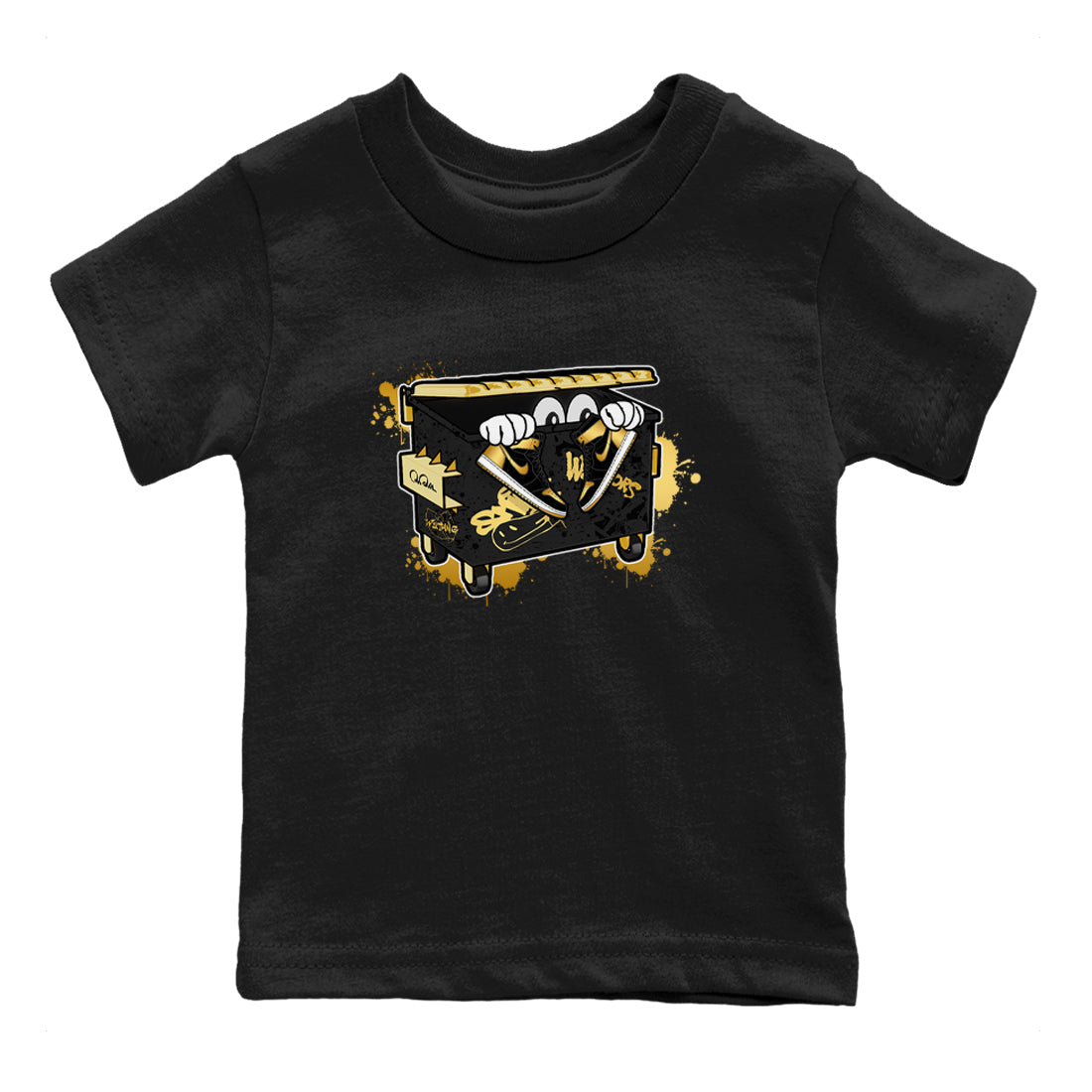 1s Black Metallic Gold shirts to match jordans Kick Trash sneaker match tees Air Jordan 1 Black Metallic Gold Drip Gear Zone streetwear brand Baby and Youth Black 2 cotton tee