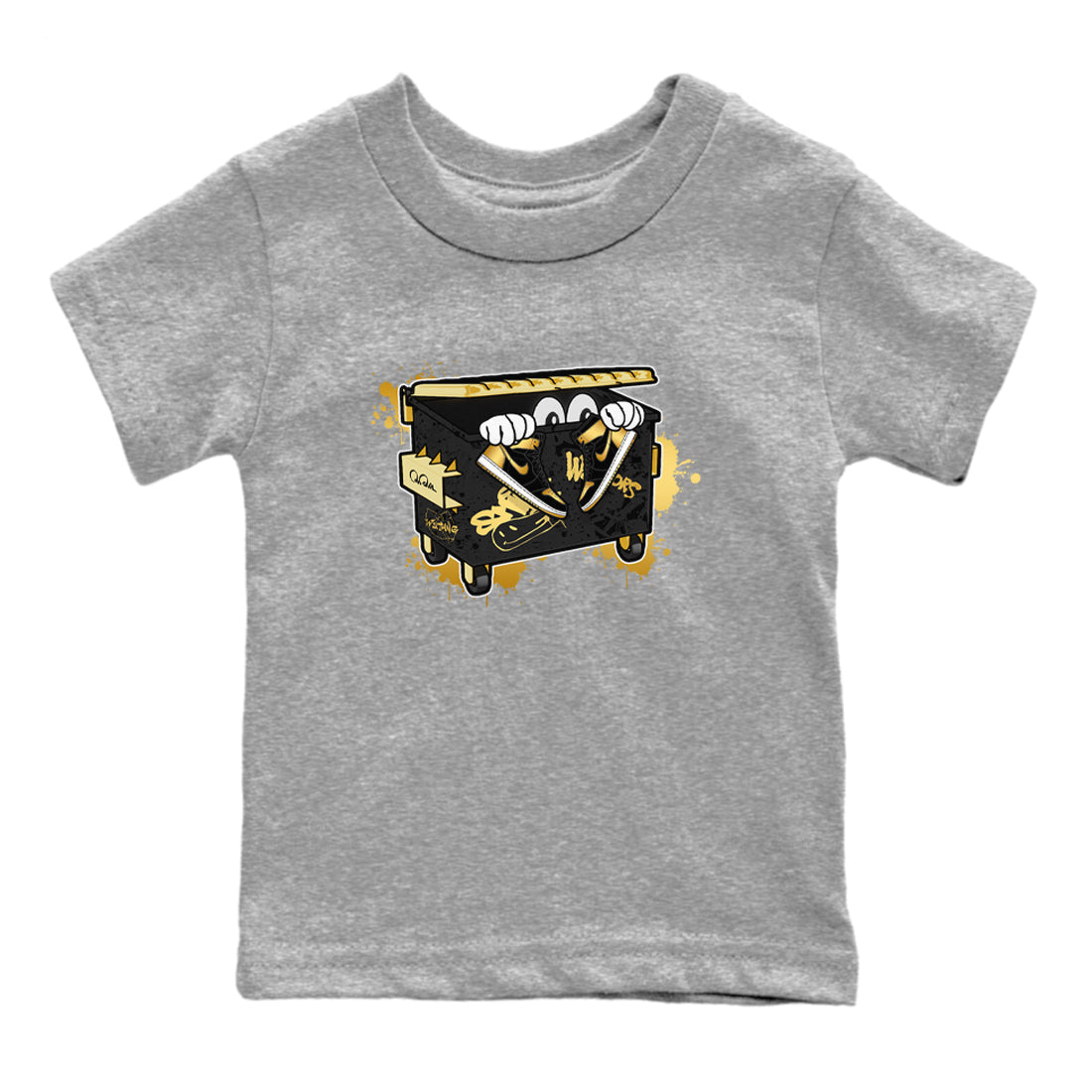 1s Black Metallic Gold shirts to match jordans Kick Trash sneaker match tees Air Jordan 1 Black Metallic Gold Drip Gear Zone streetwear brand Baby and Youth Heather Grey 2 cotton tee