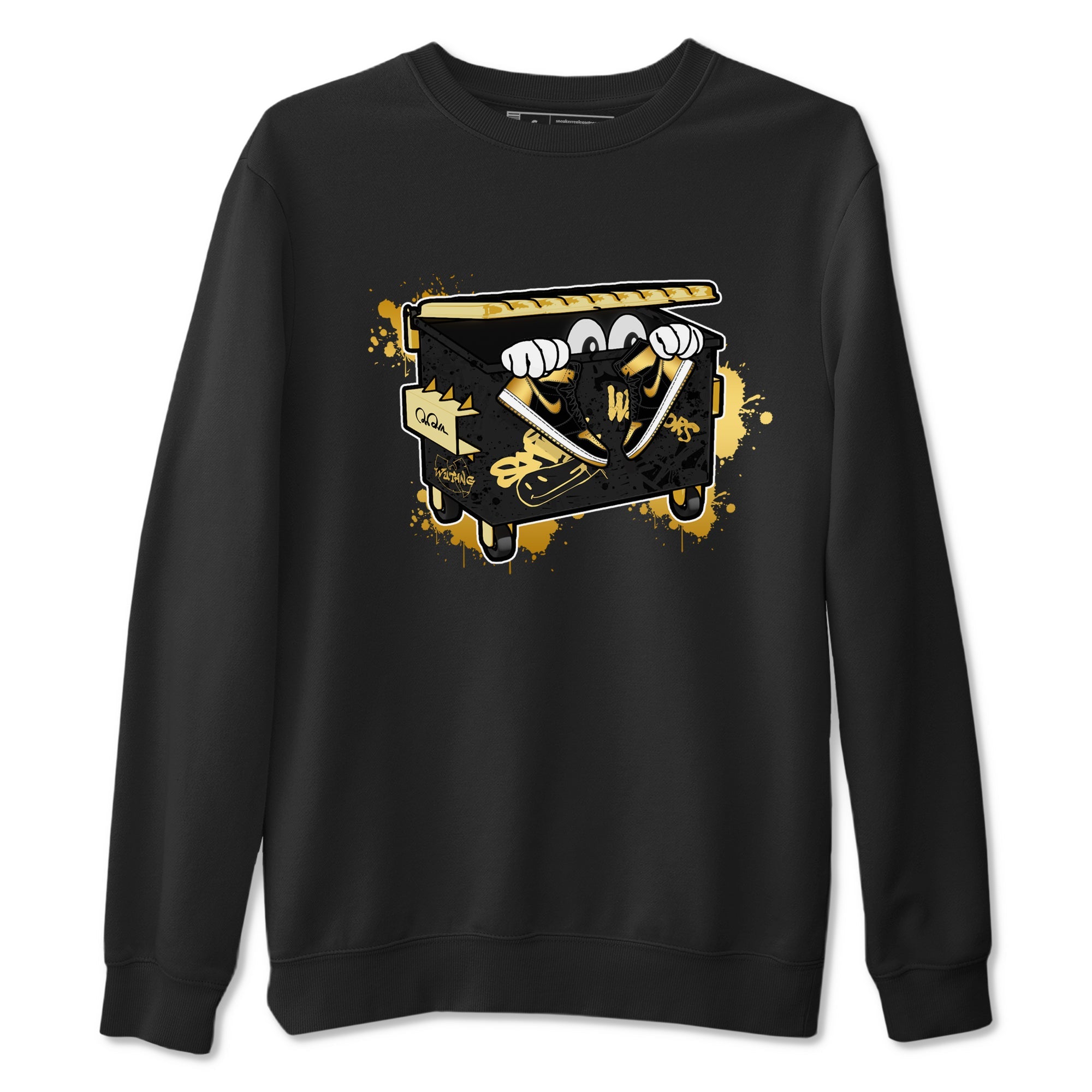 1s Black Metallic Gold shirts to match jordans Kick Trash sneaker match tees Air Jordan 1 Black Metallic Gold Drip Gear Zone streetwear brand Black 2 unisex cotton tee