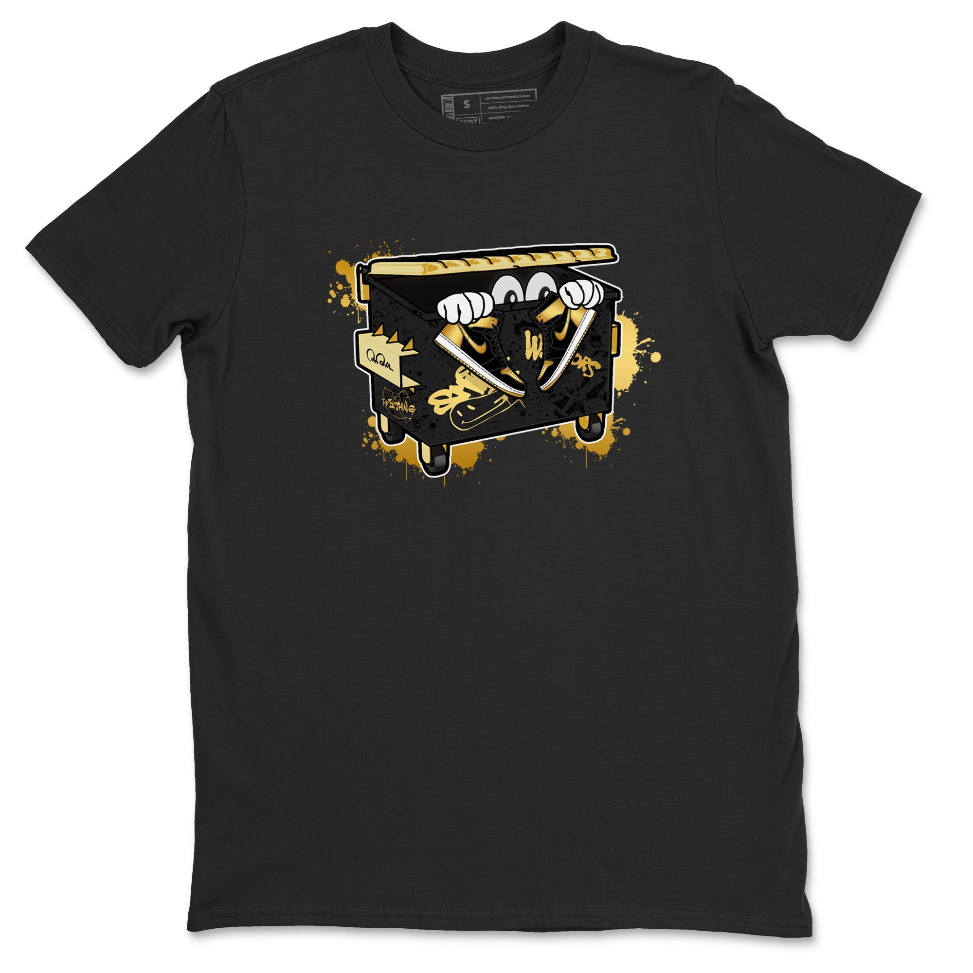 1s Black Metallic Gold shirts to match jordans Kick Trash sneaker match tees Air Jordan 1 Black Metallic Gold Drip Gear Zone streetwear brand Black 2 unisex cotton tee