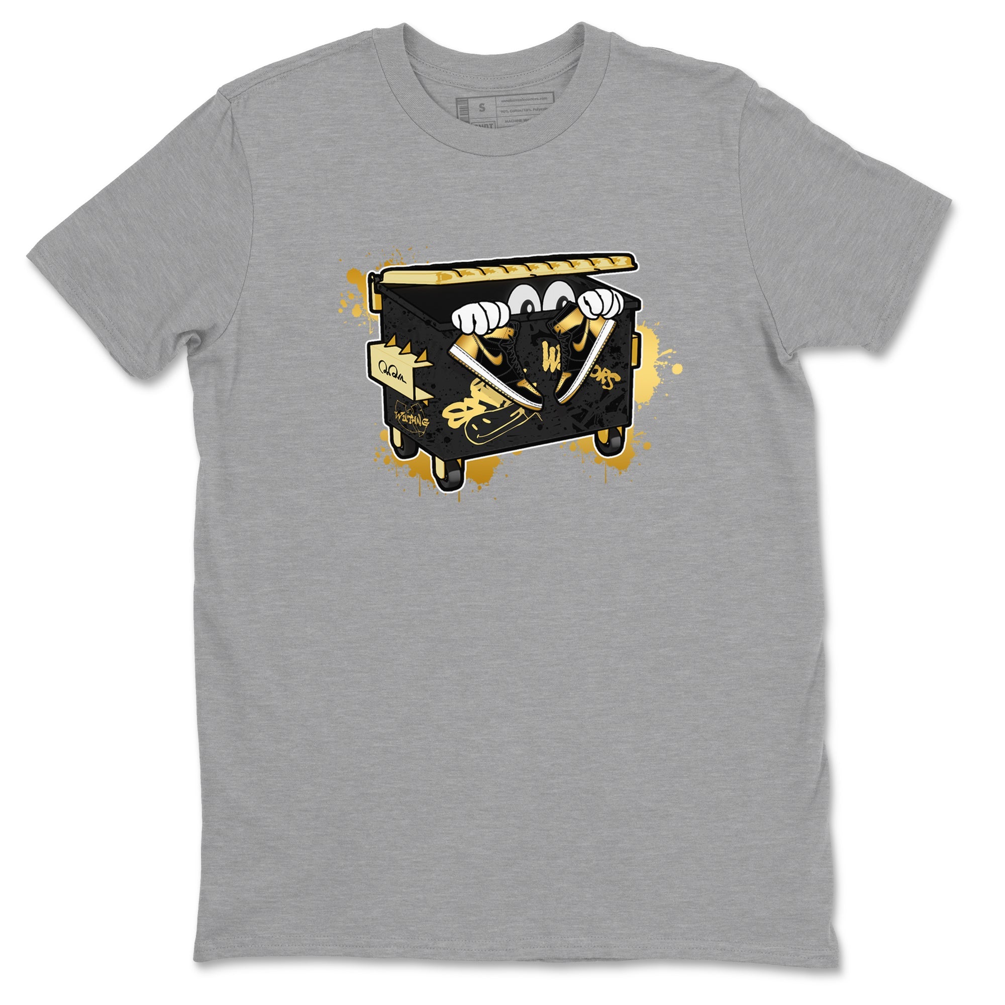 1s Black Metallic Gold shirts to match jordans Kick Trash sneaker match tees Air Jordan 1 Black Metallic Gold Drip Gear Zone streetwear brand Heather Grey 2 unisex cotton tee