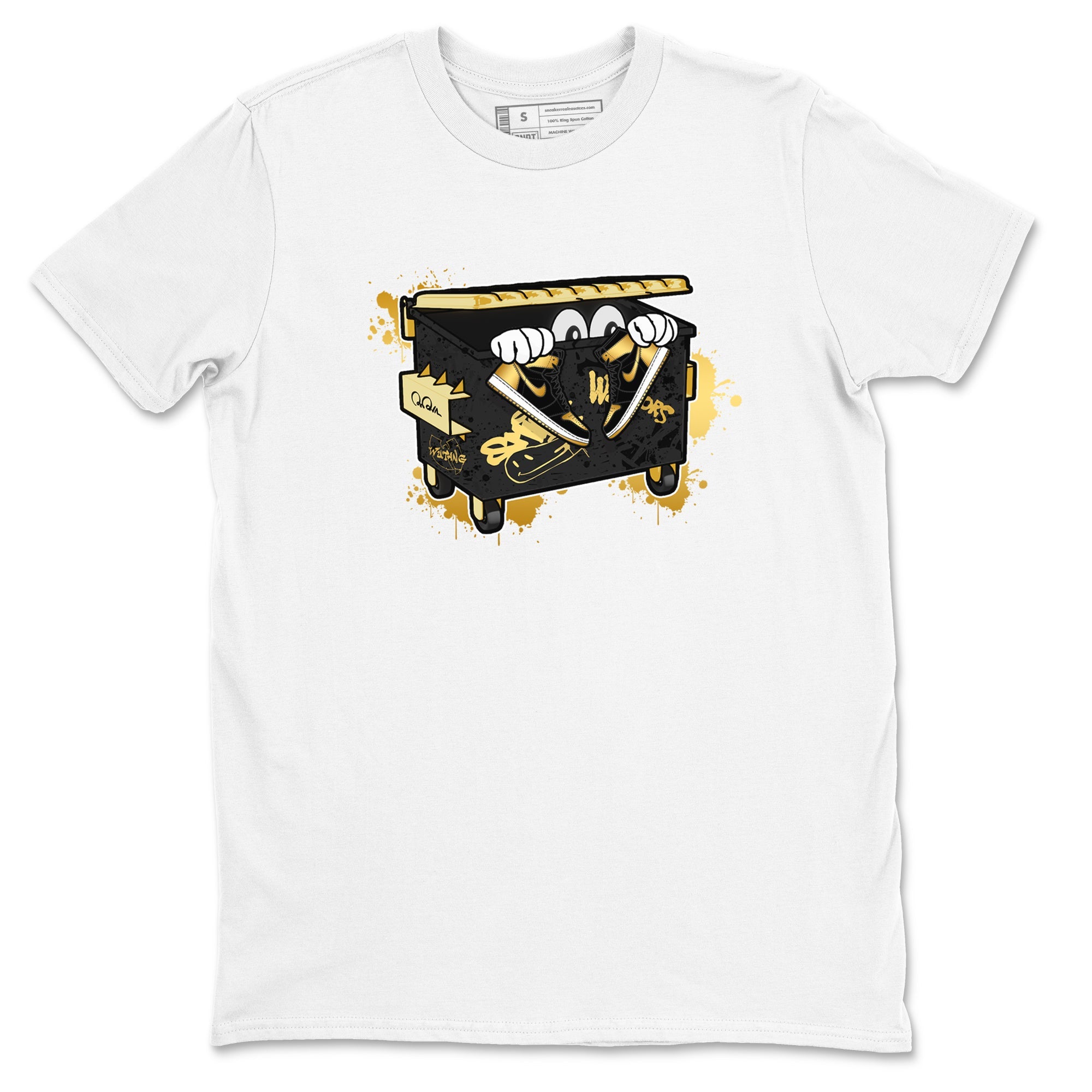 1s Black Metallic Gold shirts to match jordans Kick Trash sneaker match tees Air Jordan 1 Black Metallic Gold Drip Gear Zone streetwear brand White 2 unisex cotton tee
