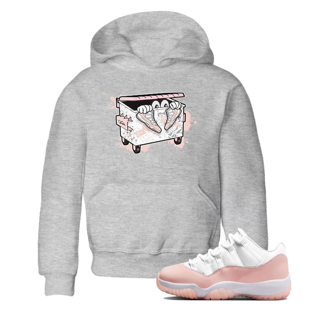 AJ11 Legend Pink shirts to match jordans Kick Trash sneaker match tees Air Jordan 11 Legend Pink Drip Gear Zone streetwear brand Baby and Youth Heather Grey 1 cotton tee