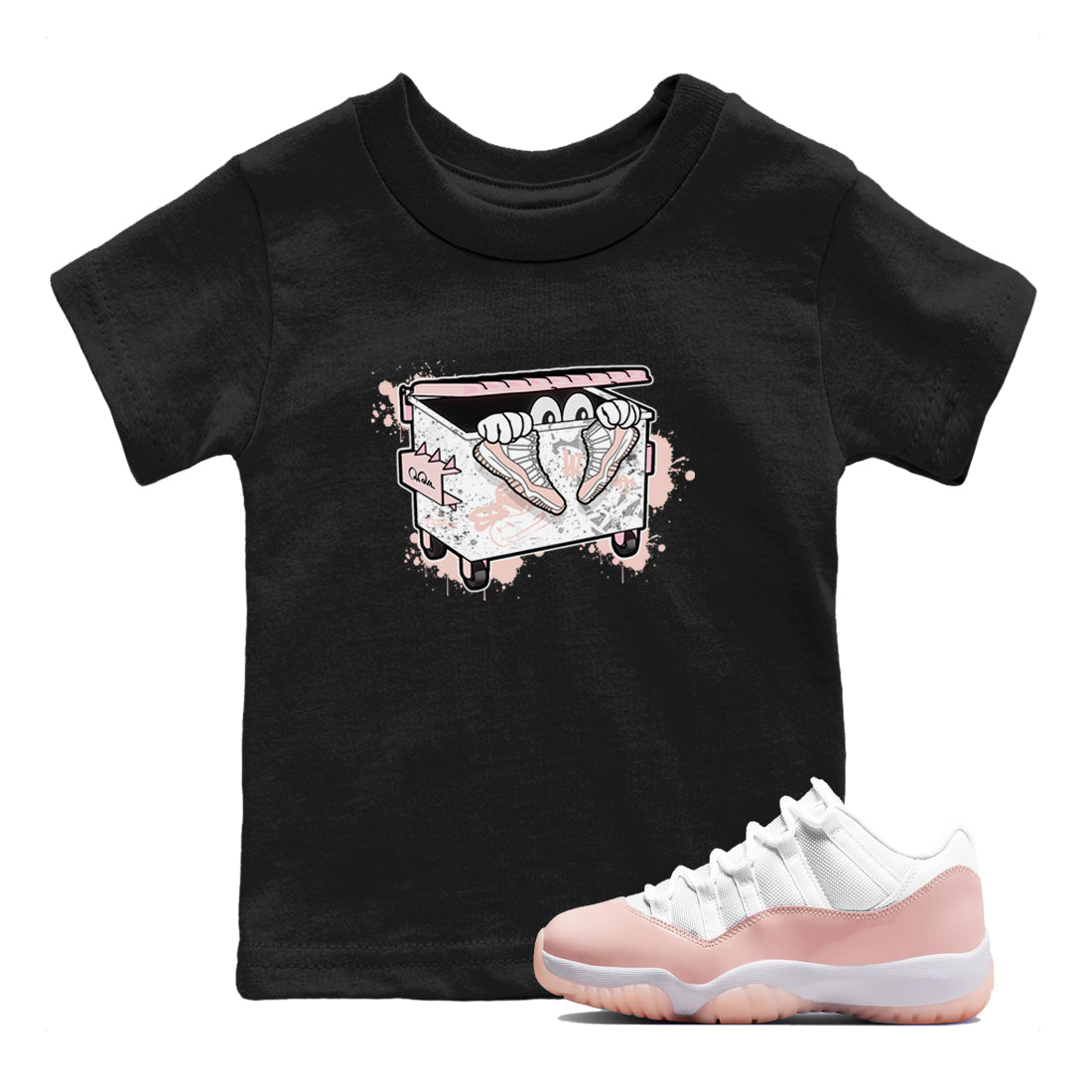 AJ11 Legend Pink shirts to match jordans Kick Trash sneaker match tees Air Jordan 11 Legend Pink Drip Gear Zone streetwear brand Baby and Youth Black 1 cotton tee