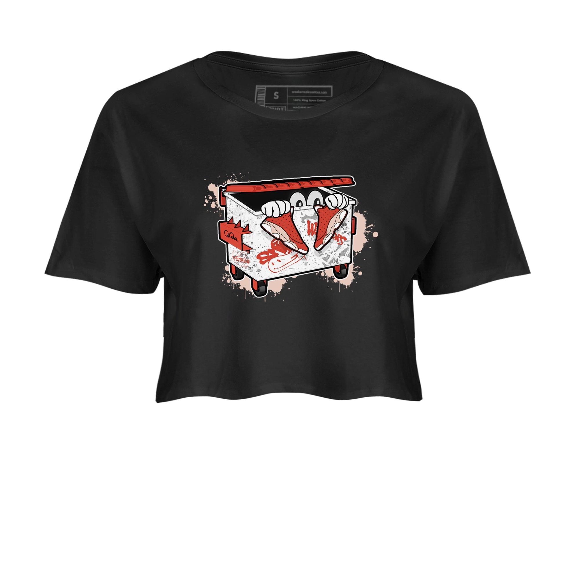 13s Dune Red shirts to match jordans Kick Trash sneaker match tees Air Jordan 13 Dune Red Drip Gear Zone streetwear brand Black 2 crop tee