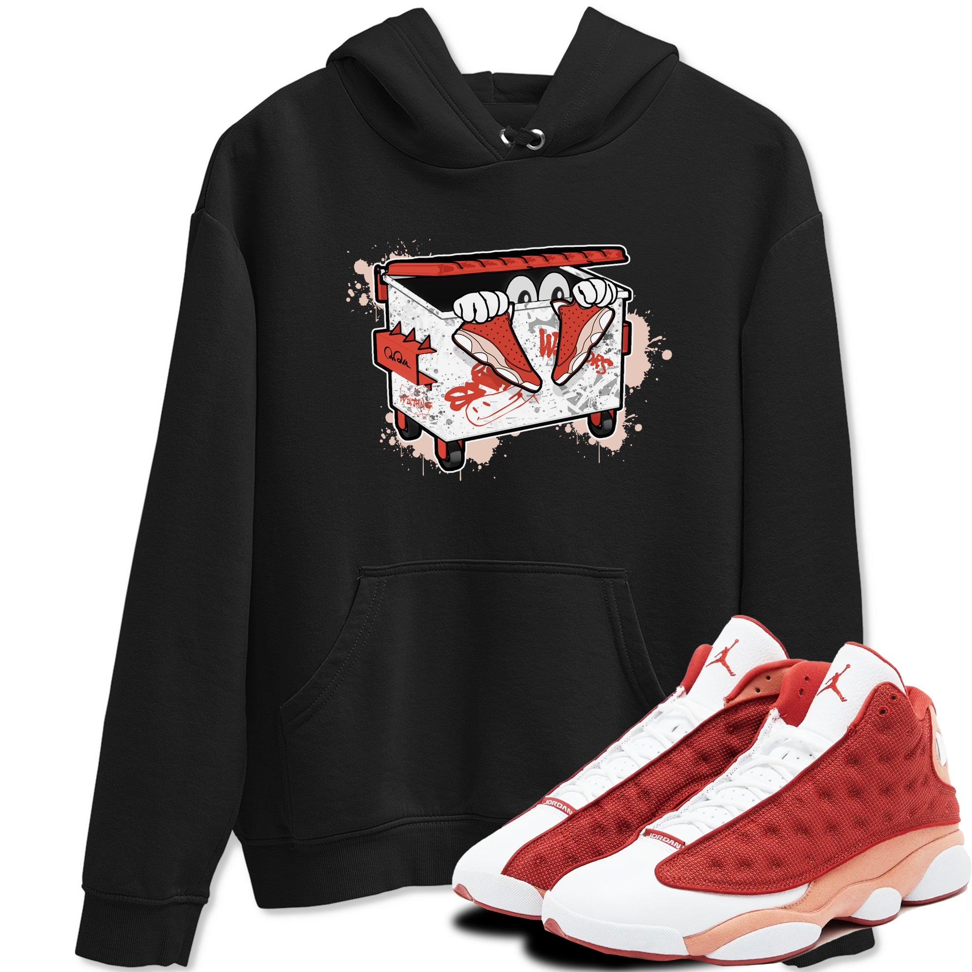 13s Dune Red shirts to match jordans Kick Trash sneaker match tees Air Jordan 13 Dune Red Drip Gear Zone streetwear brand Black 1 unisex cotton tee