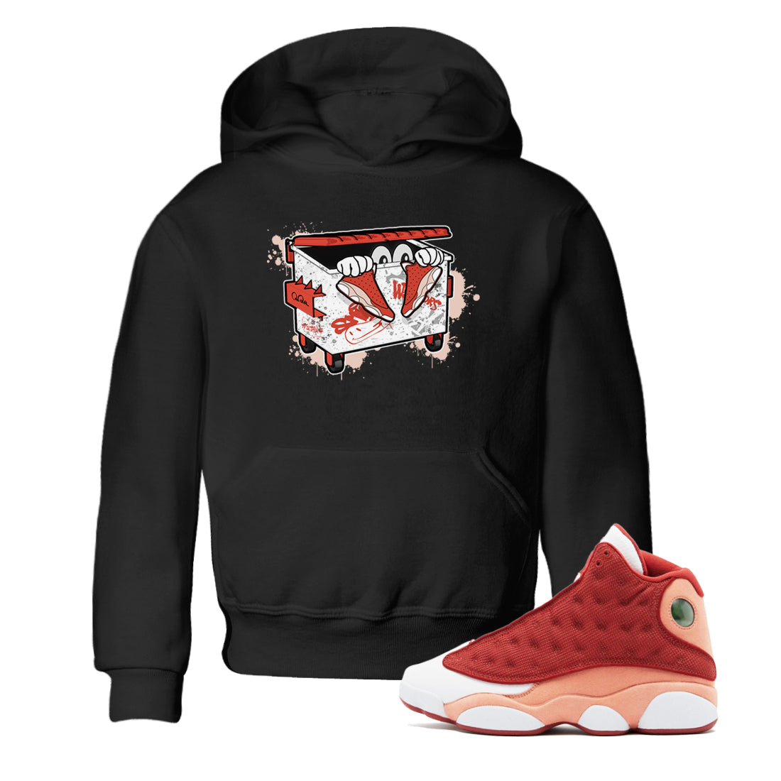 13s Dune Red shirts to match jordans Kick Trash sneaker match tees Air Jordan 13 Dune Red Drip Gear Zone streetwear brand Baby and Youth Black 1 cotton tee