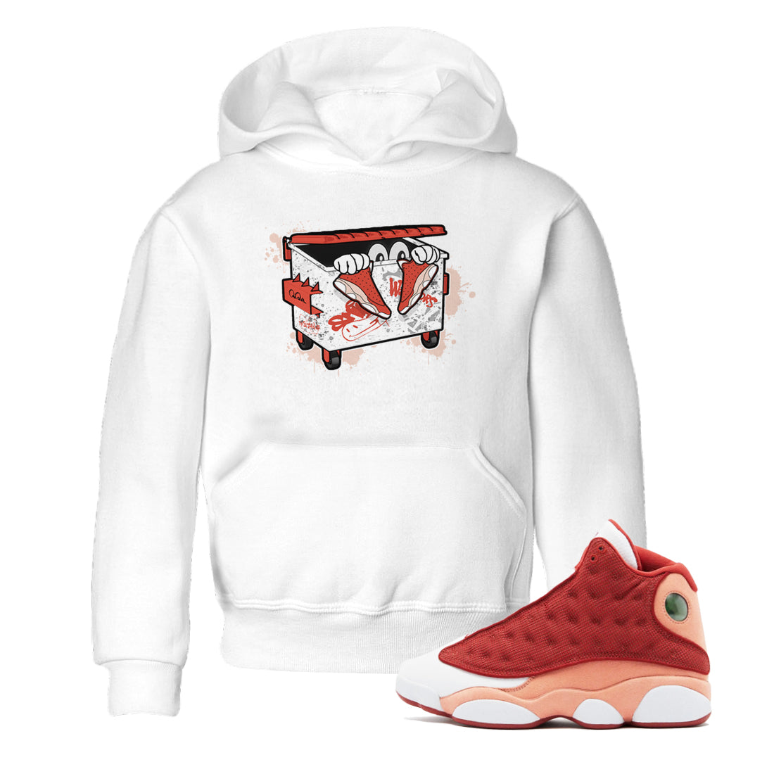 13s Dune Red shirts to match jordans Kick Trash sneaker match tees Air Jordan 13 Dune Red Drip Gear Zone streetwear brand Baby and Youth White 1 cotton tee