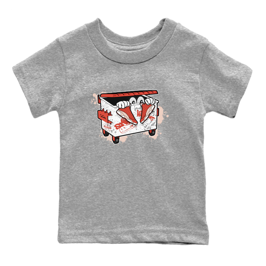 13s Dune Red shirts to match jordans Kick Trash sneaker match tees Air Jordan 13 Dune Red Drip Gear Zone streetwear brand Baby and Youth Heather Grey 2 cotton tee