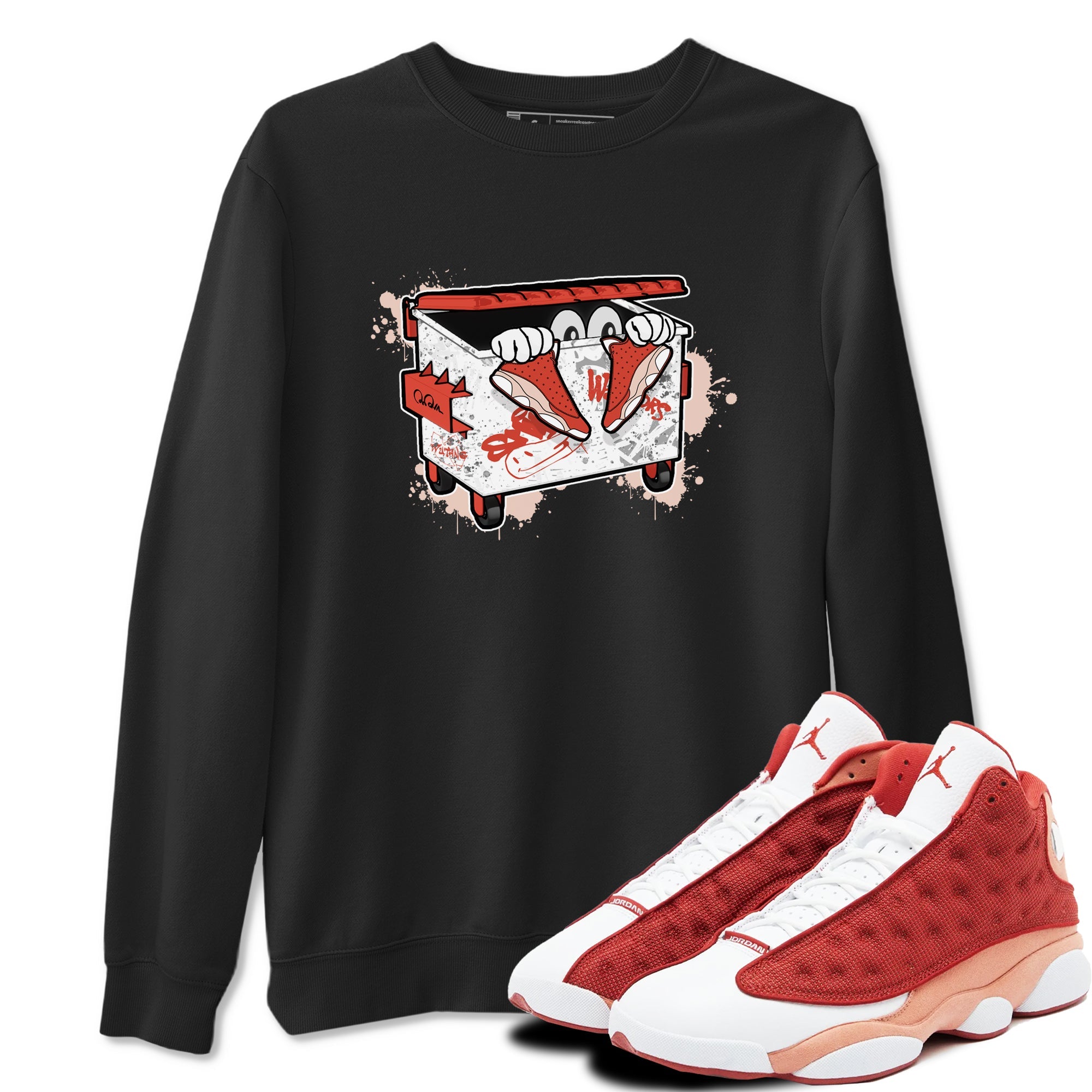 13s Dune Red shirts to match jordans Kick Trash sneaker match tees Air Jordan 13 Dune Red Drip Gear Zone streetwear brand Black 1 unisex cotton tee