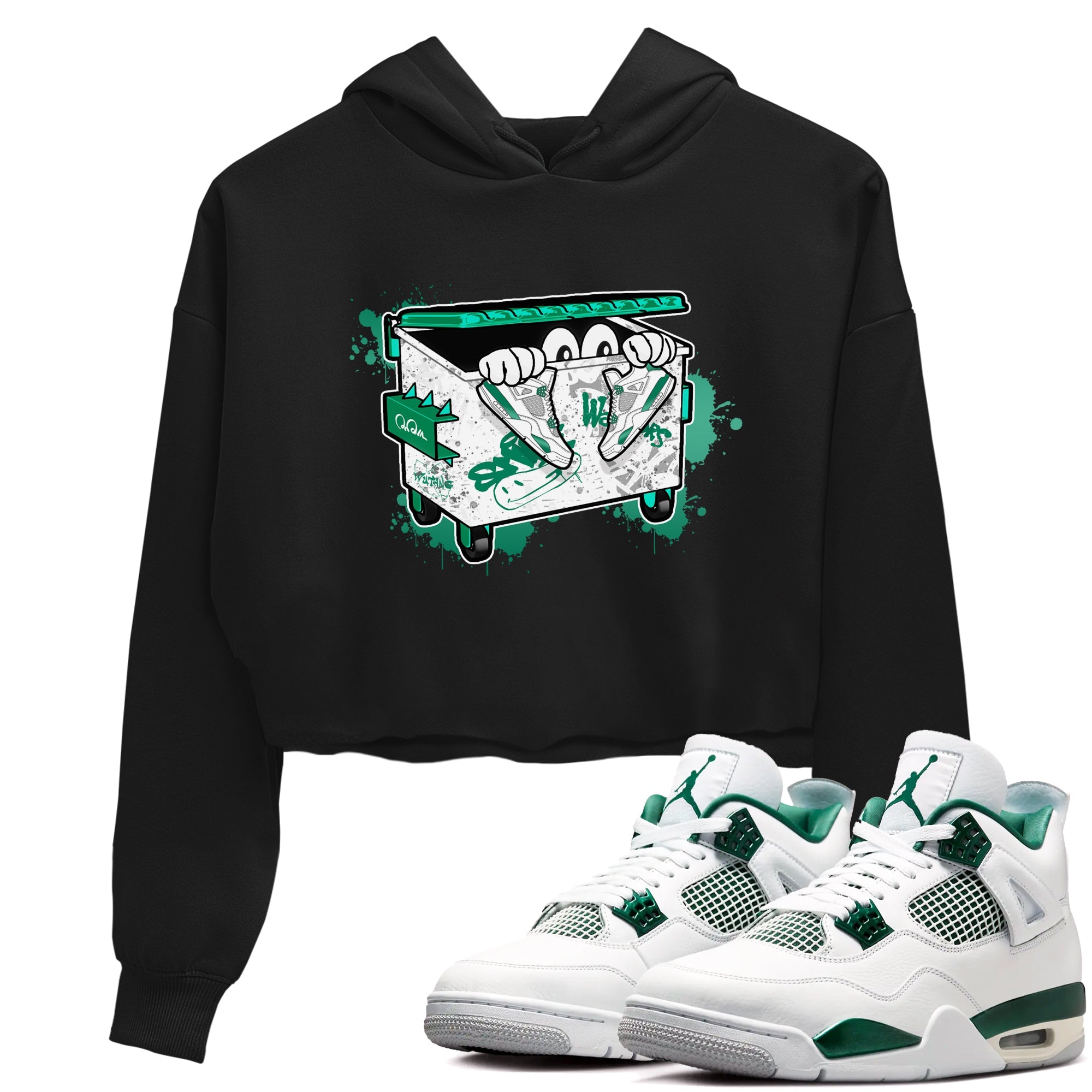 4s Oxidized Green shirts to match jordans Kick Trash sneaker match tees Air Jordan 4 Oxidized Green Drip Gear Zone streetwear brand Black 1 crop tee