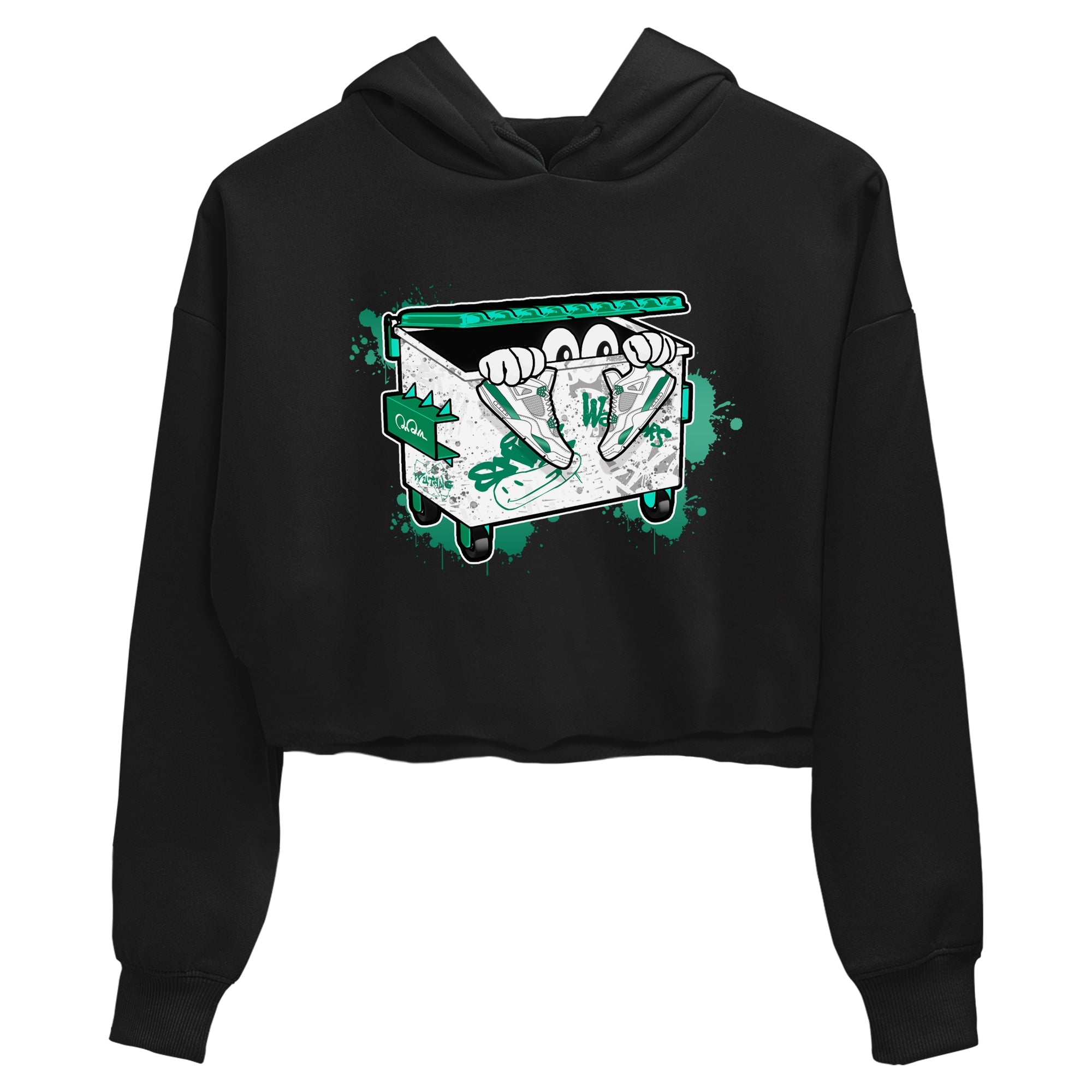 4s Oxidized Green shirts to match jordans Kick Trash sneaker match tees Air Jordan 4 Oxidized Green Drip Gear Zone streetwear brand Black 2 crop tee