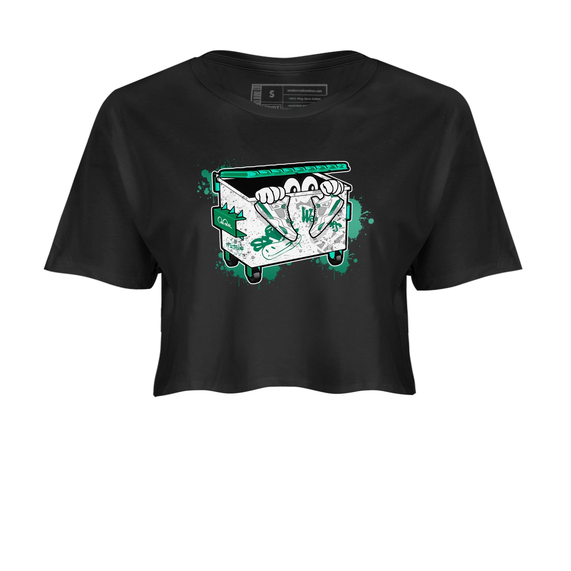 4s Oxidized Green shirts to match jordans Kick Trash sneaker match tees Air Jordan 4 Oxidized Green Drip Gear Zone streetwear brand Black 2 crop tee