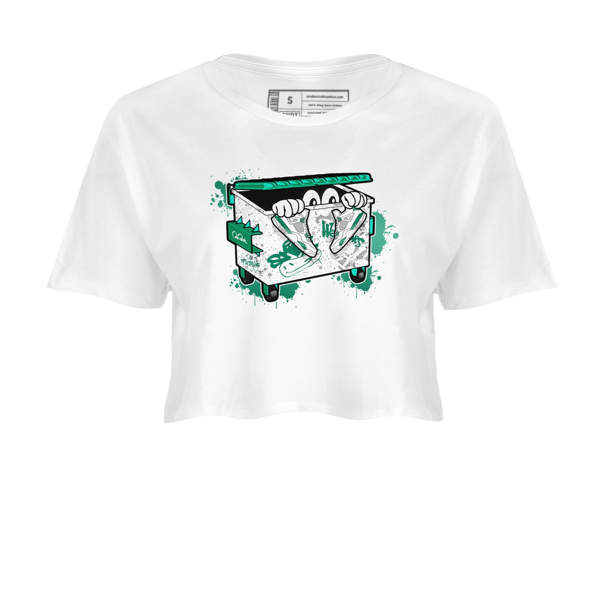 4s Oxidized Green shirts to match jordans Kick Trash sneaker match tees Air Jordan 4 Oxidized Green Drip Gear Zone streetwear brand White 2 crop tee