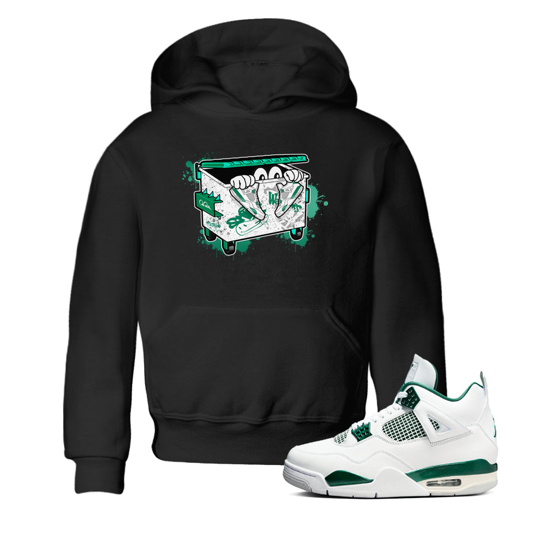 4s Oxidized Green shirts to match jordans Kick Trash sneaker match tees Air Jordan 4 Oxidized Green Drip Gear Zone streetwear brand Baby and Youth Black 1 cotton tee