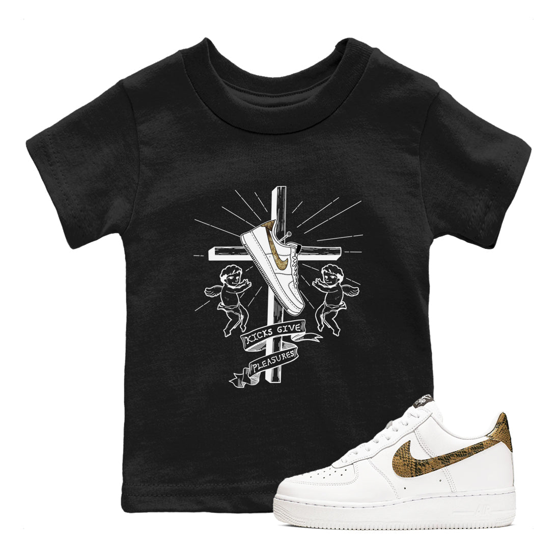 Air Force 1 Ivory Snake shirt to match jordans Kicks Give Pleasures sneaker tees Air Force 1 Ivory Snake Drip Gear Zone baby toddler Black 1 cotton Shirt