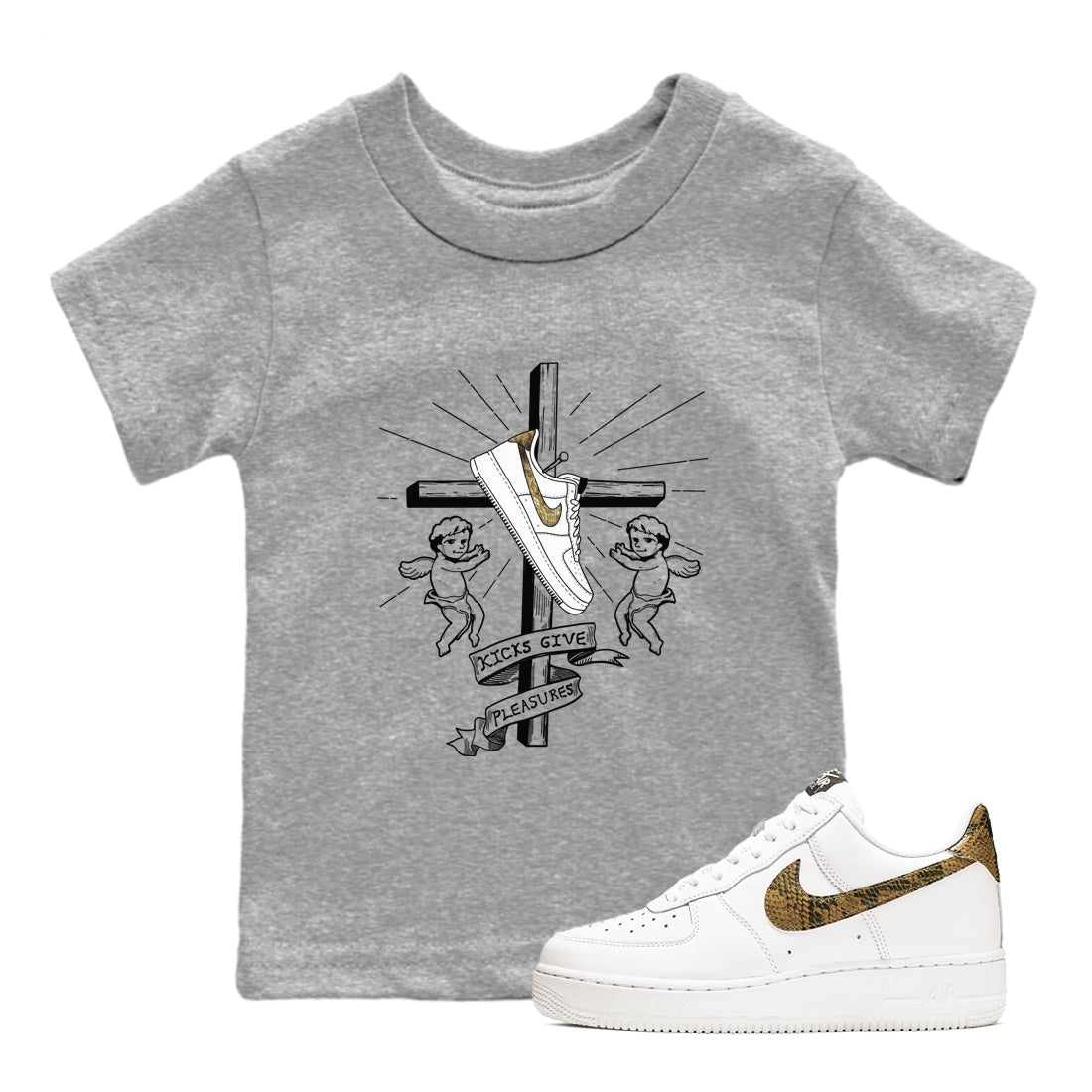 Air Force 1 Ivory Snake shirt to match jordans Kicks Give Pleasures sneaker tees Air Force 1 Ivory Snake Drip Gear Zone baby toddler Heather Grey 1 cotton Shirt