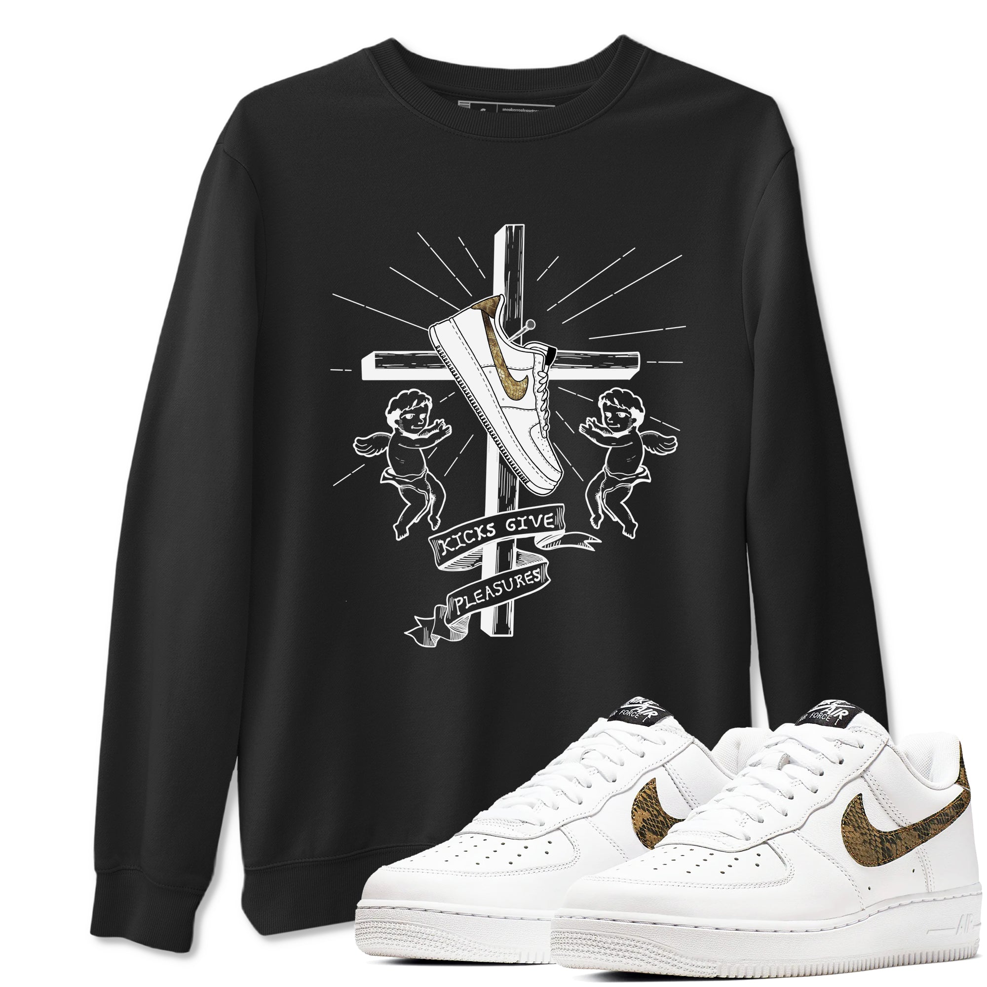 Air Force 1 Ivory Snake shirt to match jordans Kicks Give Pleasures sneaker tees Air Force 1 Ivory Snake Drip Gear Zone unisex cotton Black 1 crew neck shirt