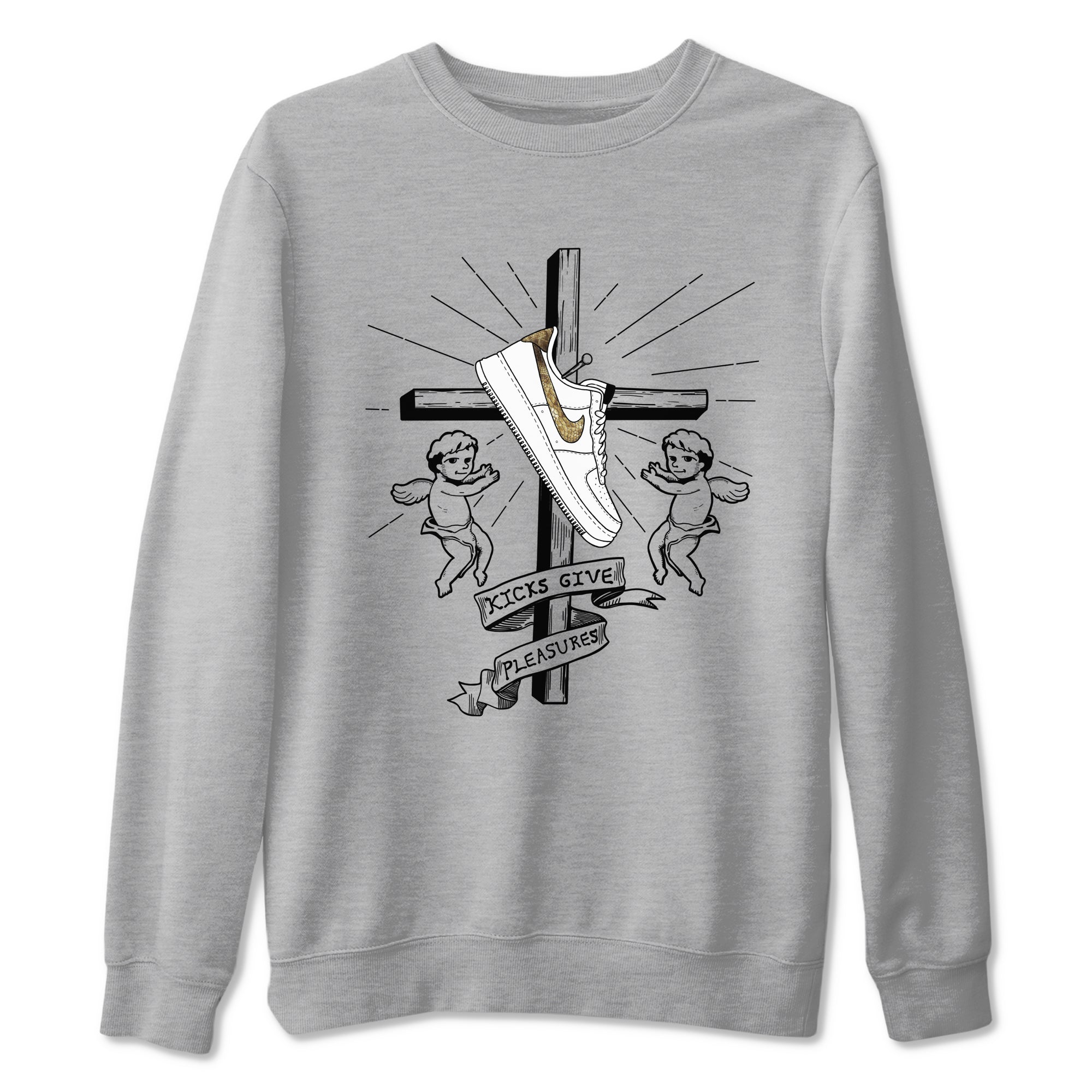 Air Force 1 Ivory Snake shirt to match jordans Kicks Give Pleasures sneaker tees Air Force 1 Ivory Snake Drip Gear Zone unisex cotton Heather Grey 2 crew neck shirt