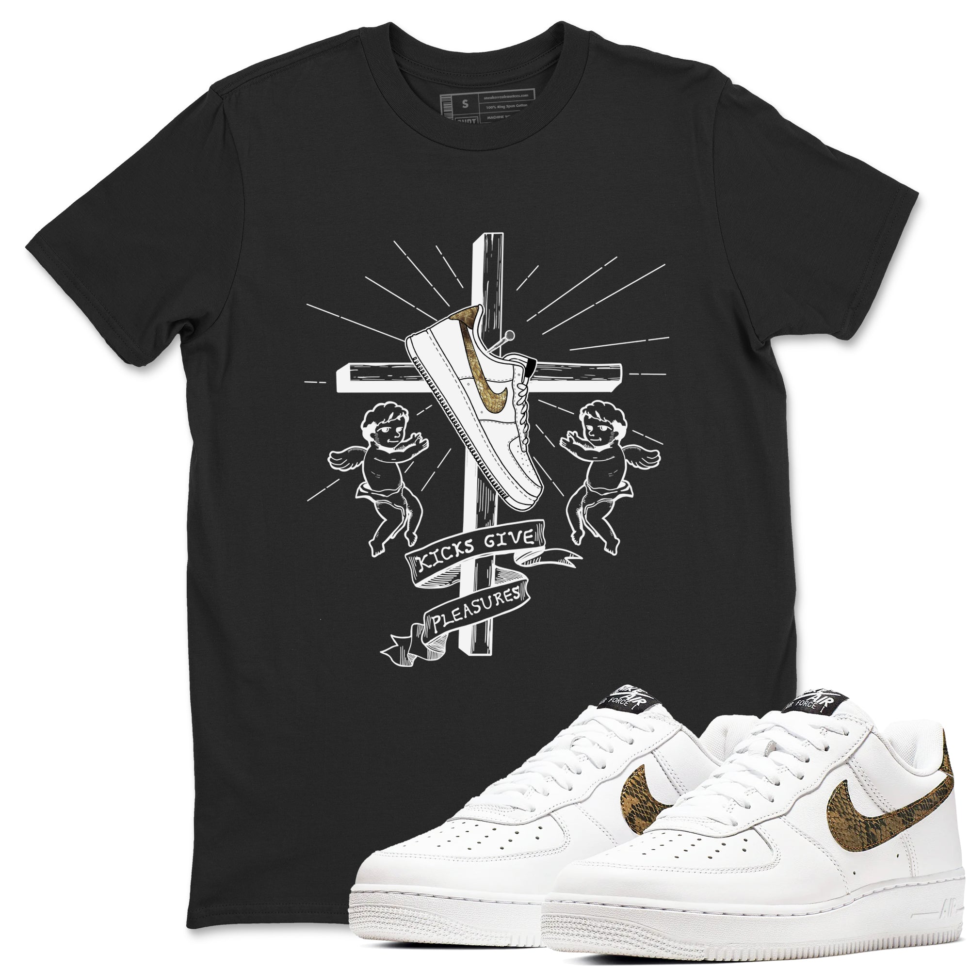 Air Force 1 Ivory Snake shirt to match jordans Kicks Give Pleasures sneaker tees Air Force 1 Ivory Snake Drip Gear Zone unisex cotton Black 1 crew neck shirt