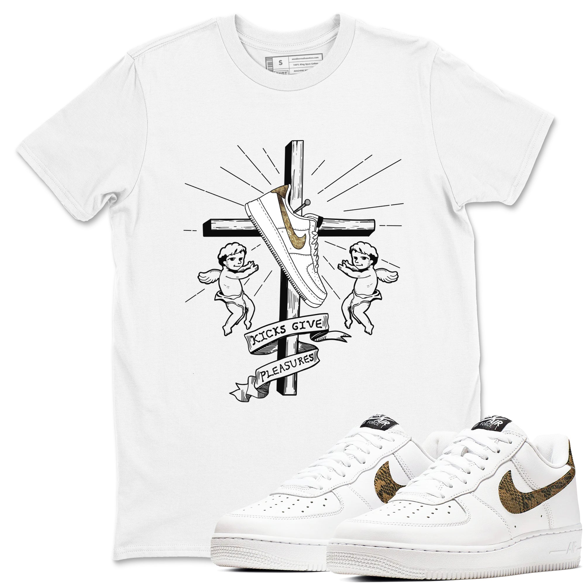 Air Force 1 Ivory Snake shirt to match jordans Kicks Give Pleasures sneaker tees Air Force 1 Ivory Snake Drip Gear Zone unisex cotton White 1 crew neck shirt
