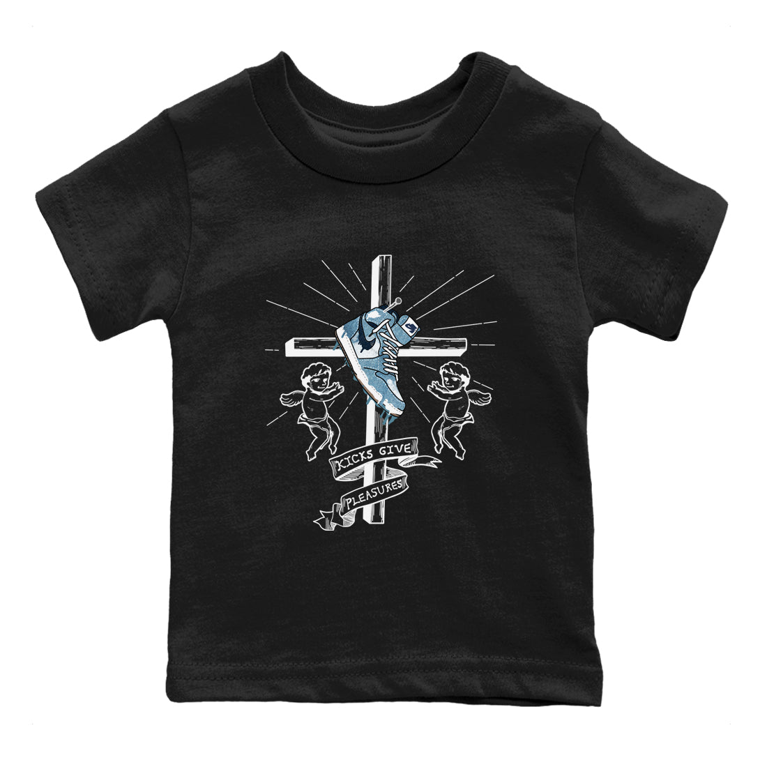 1s Denim shirts to match jordans Kicks Give Pleasures sneaker match tees Air Jordan 1 Denim Drip Gear Zone streetwear brand Baby and Youth Black 2 cotton tee