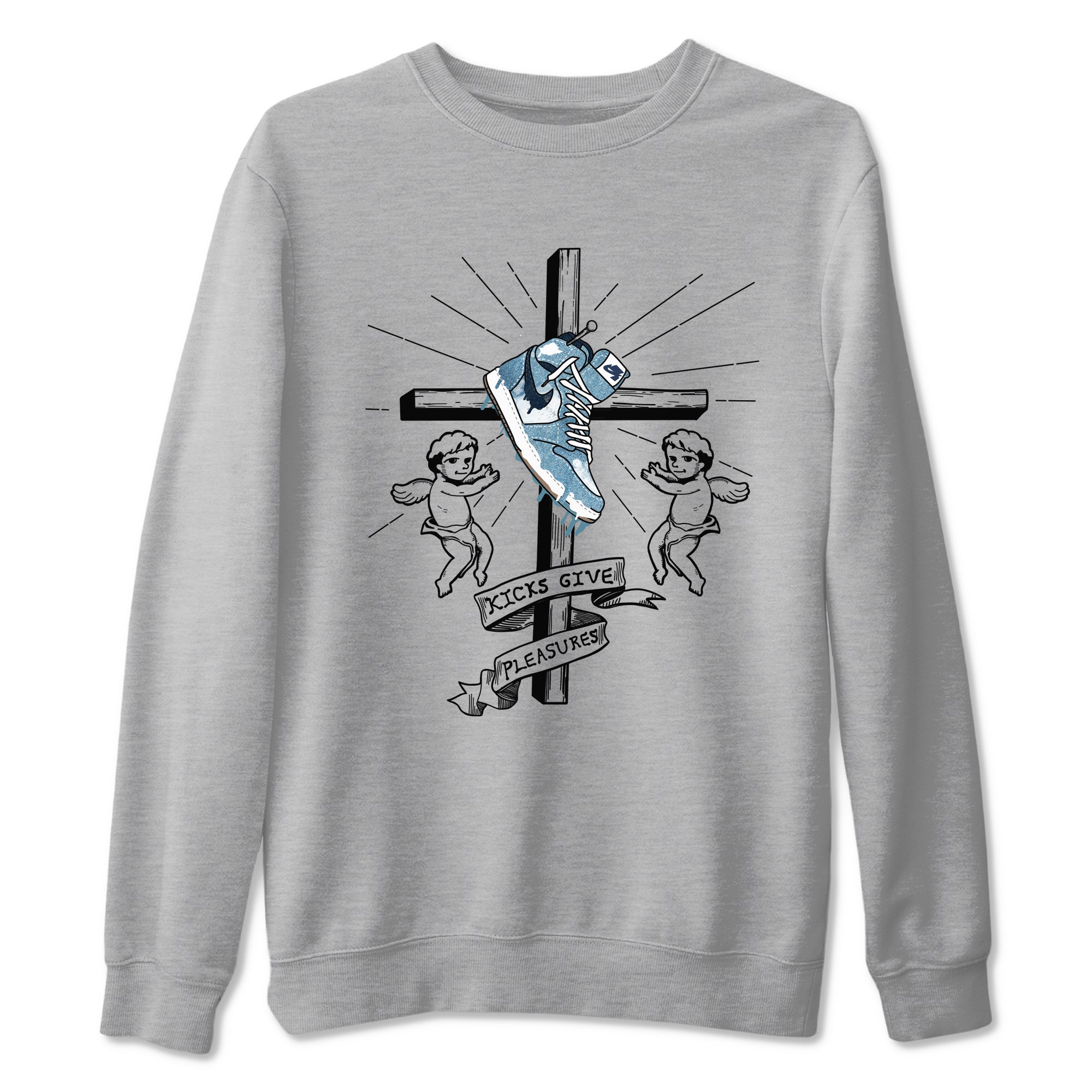 1s Denim shirts to match jordans Kicks Give Pleasures sneaker match tees Air Jordan 1 Denim Drip Gear Zone streetwear brand Heather Grey 2 unisex cotton tee