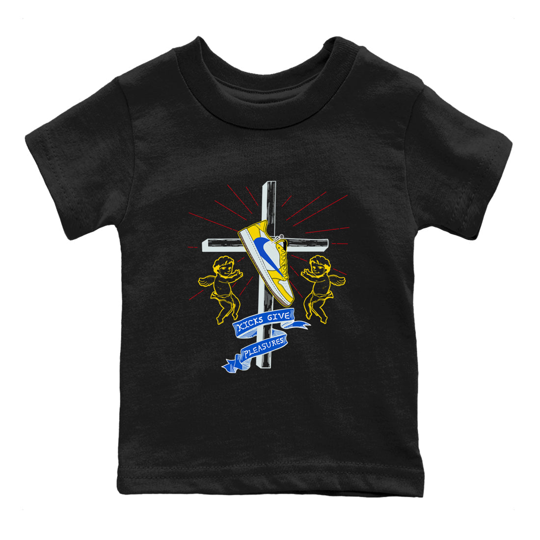 AJ1 Travis Scott Canary shirt to match jordans Kicks Give Pleasures sneaker tees Air Jordan 1 Travis Scott Canary Drip Gear Zone baby toddler Black 2 cotton Shirt