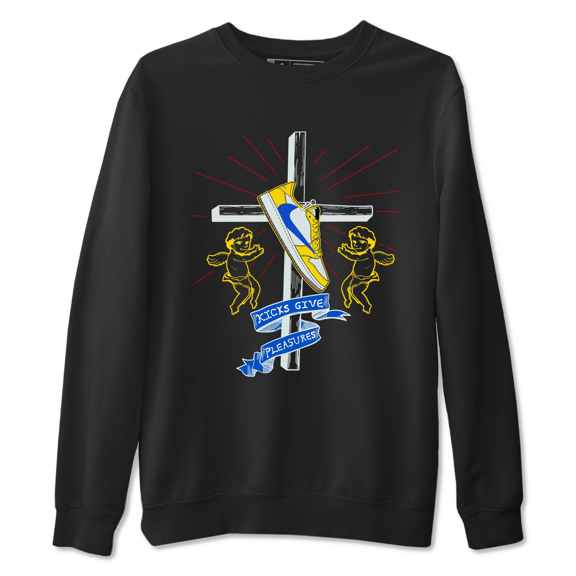 AJ1 Travis Scott Canary shirt to match jordans Kicks Give Pleasures sneaker tees Air Jordan 1 Travis Scott Canary Drip Gear Zone unisex cotton Black 2 crew neck shirt