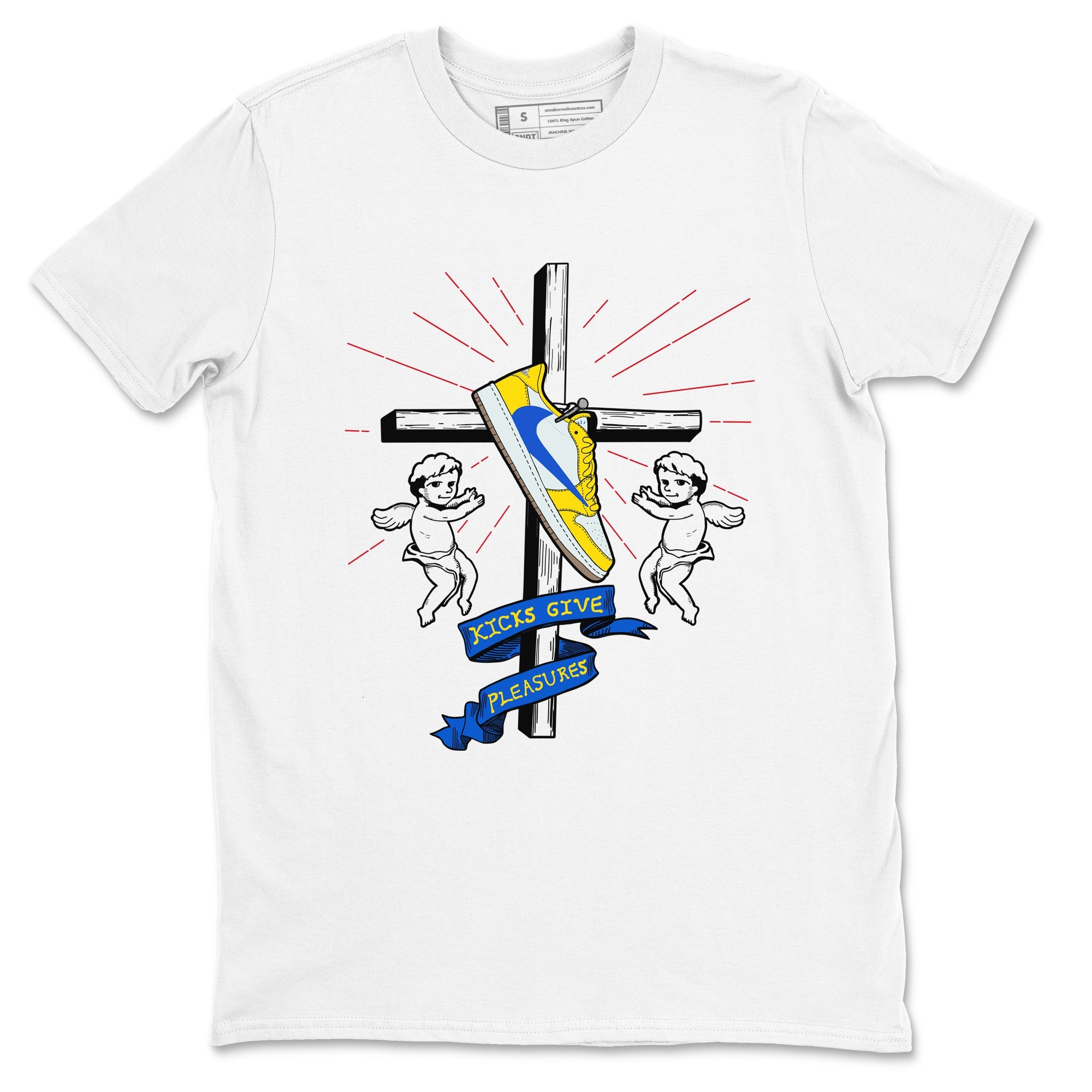 AJ1 Travis Scott Canary shirt to match jordans Kicks Give Pleasures sneaker tees Air Jordan 1 Travis Scott Canary Drip Gear Zone unisex cotton White 2 crew neck shirt