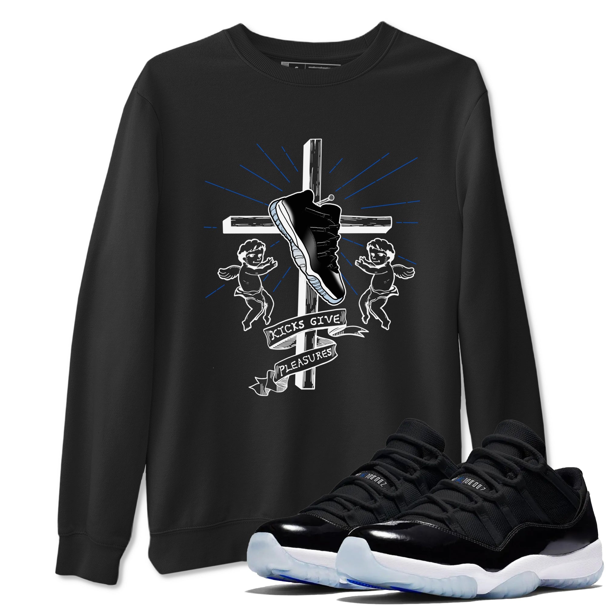 11s Space shirt to match jordans Kicks Give Pleasures sneaker tees Air Jordan 11 Space Drip Gear Zone unisex cotton Black 1 crew neck shirt