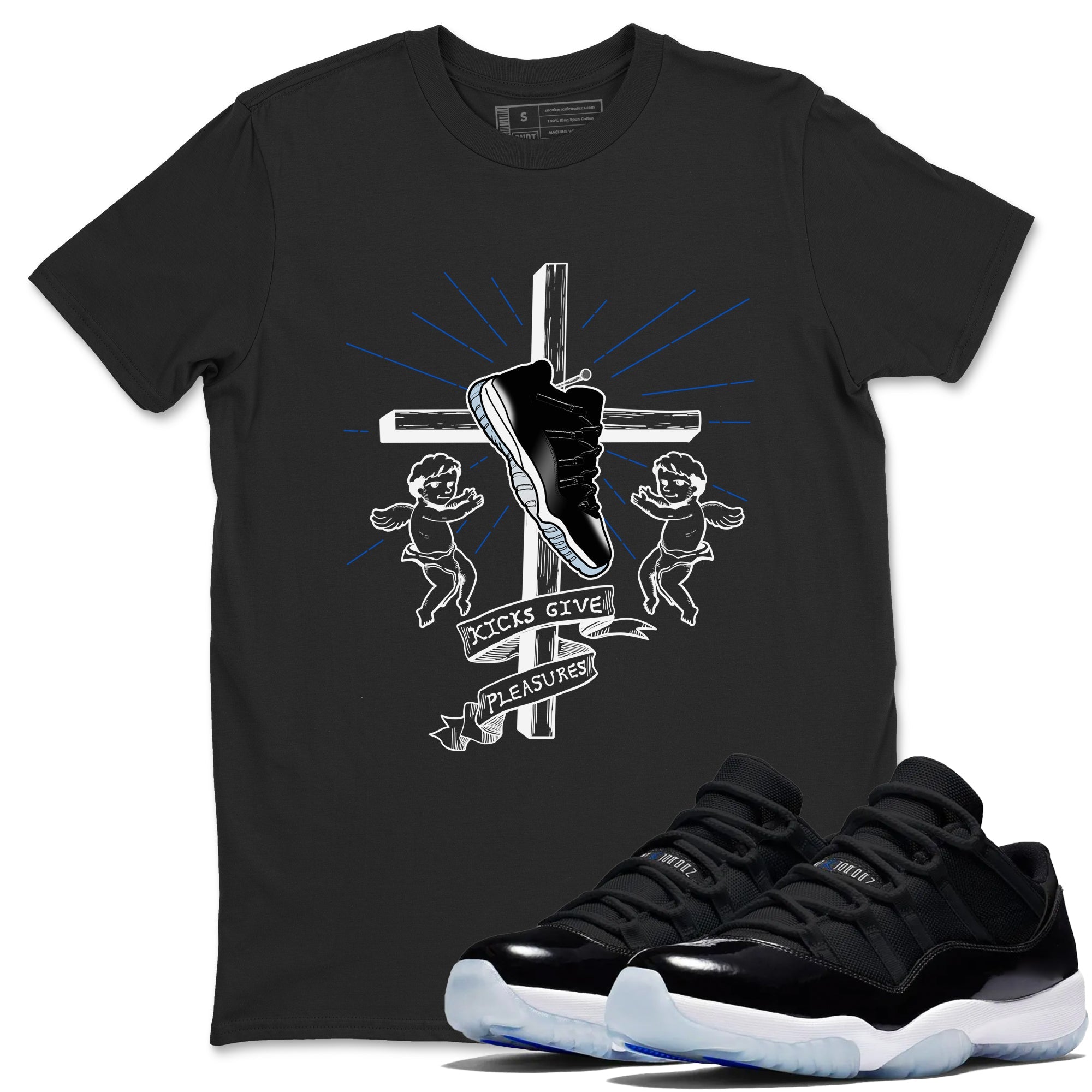 11s Space shirt to match jordans Kicks Give Pleasures sneaker tees Air Jordan 11 Space Drip Gear Zone unisex cotton Black 1 crew neck shirt