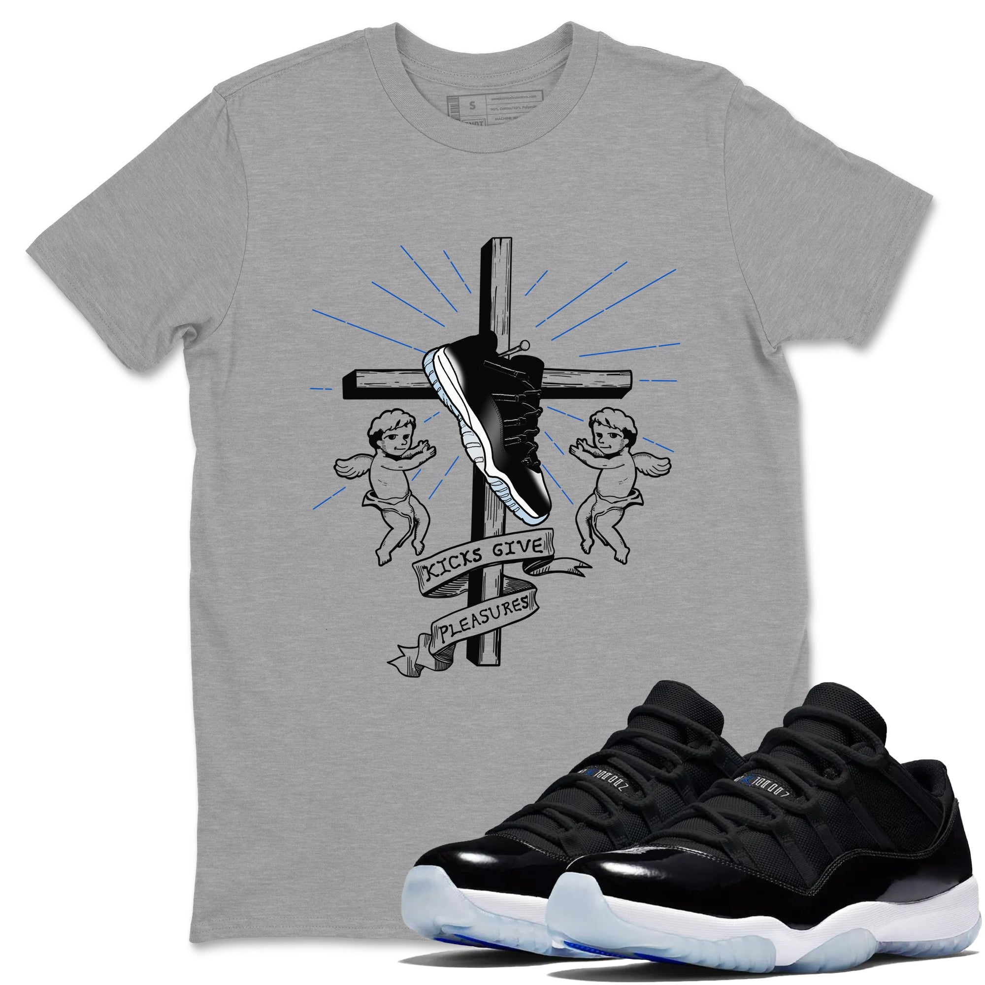 11s Space shirt to match jordans Kicks Give Pleasures sneaker tees Air Jordan 11 Space Drip Gear Zone unisex cotton Heather Grey 1 crew neck shirt