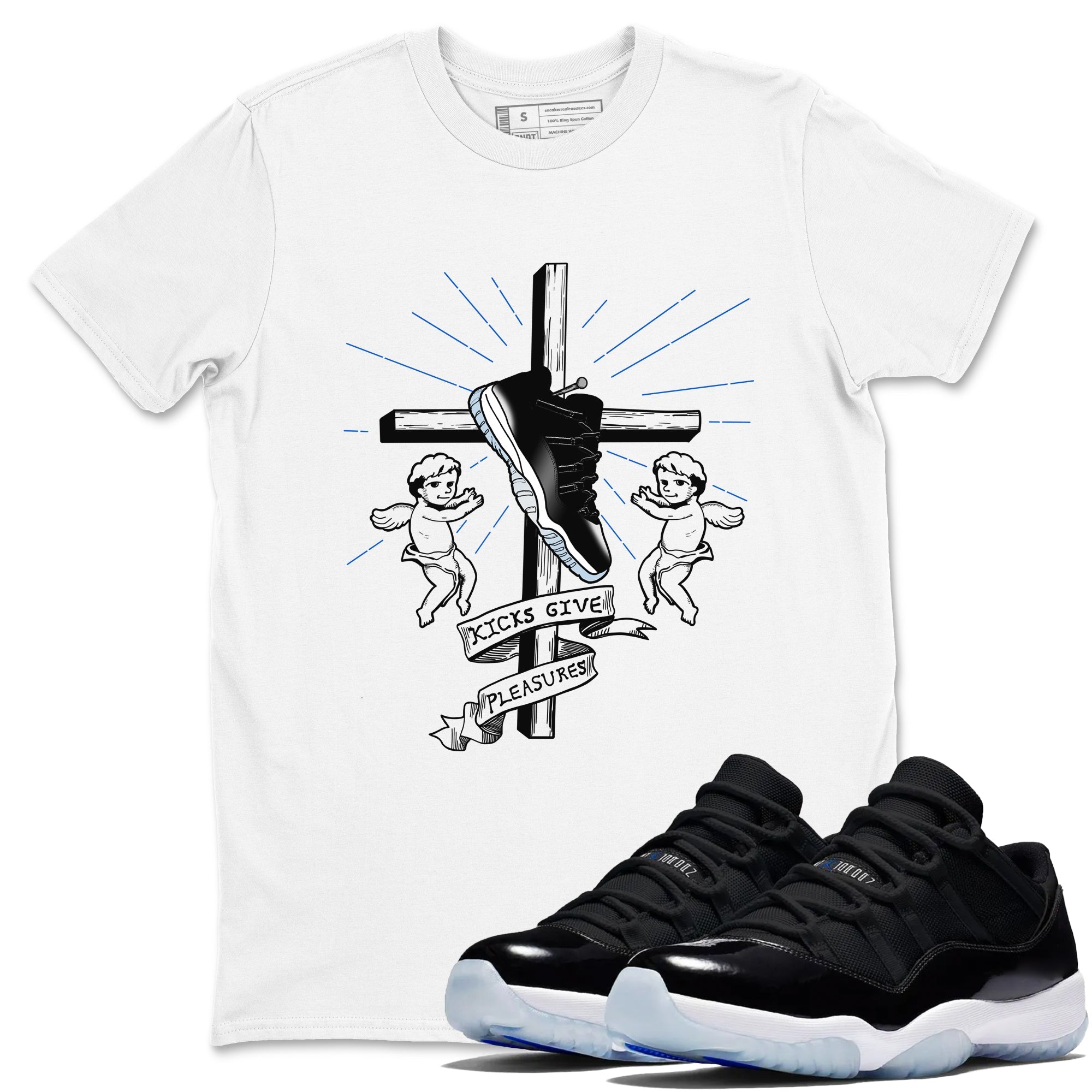 11s Space shirt to match jordans Kicks Give Pleasures sneaker tees Air Jordan 11 Space Drip Gear Zone unisex cotton White 1 crew neck shirt