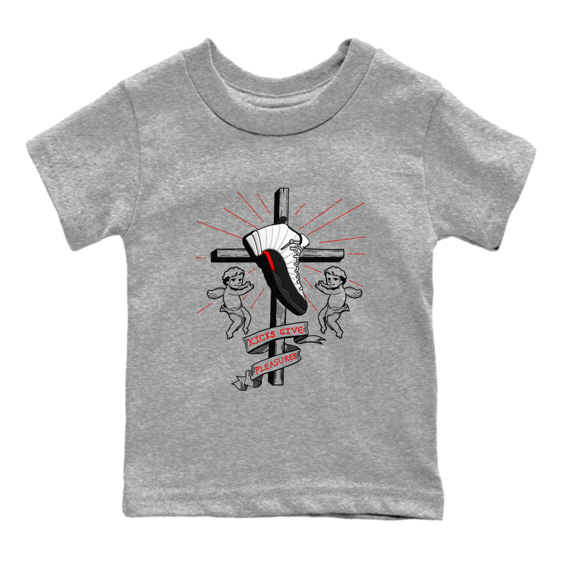 Air Jordan 12 Red Taxi shirts to match jordans Kicks Give Pleasures sneaker match tees 12s Red Taxi Drip Gear Zone baby toddler Heather Grey 2 cotton Shirt