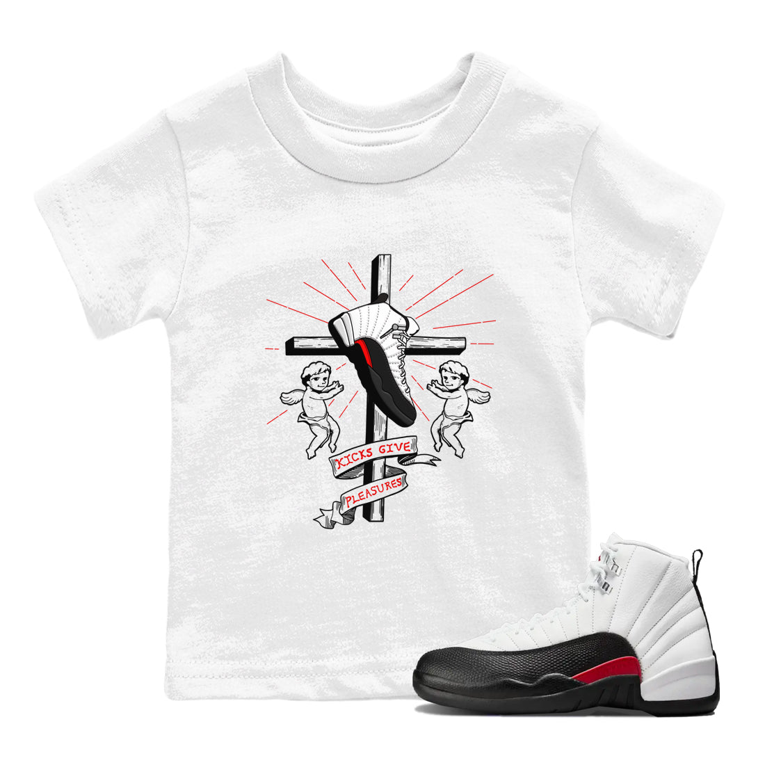 Air Jordan 12 Red Taxi shirts to match jordans Kicks Give Pleasures sneaker match tees 12s Red Taxi Drip Gear Zone baby toddler White 1 cotton Shirt